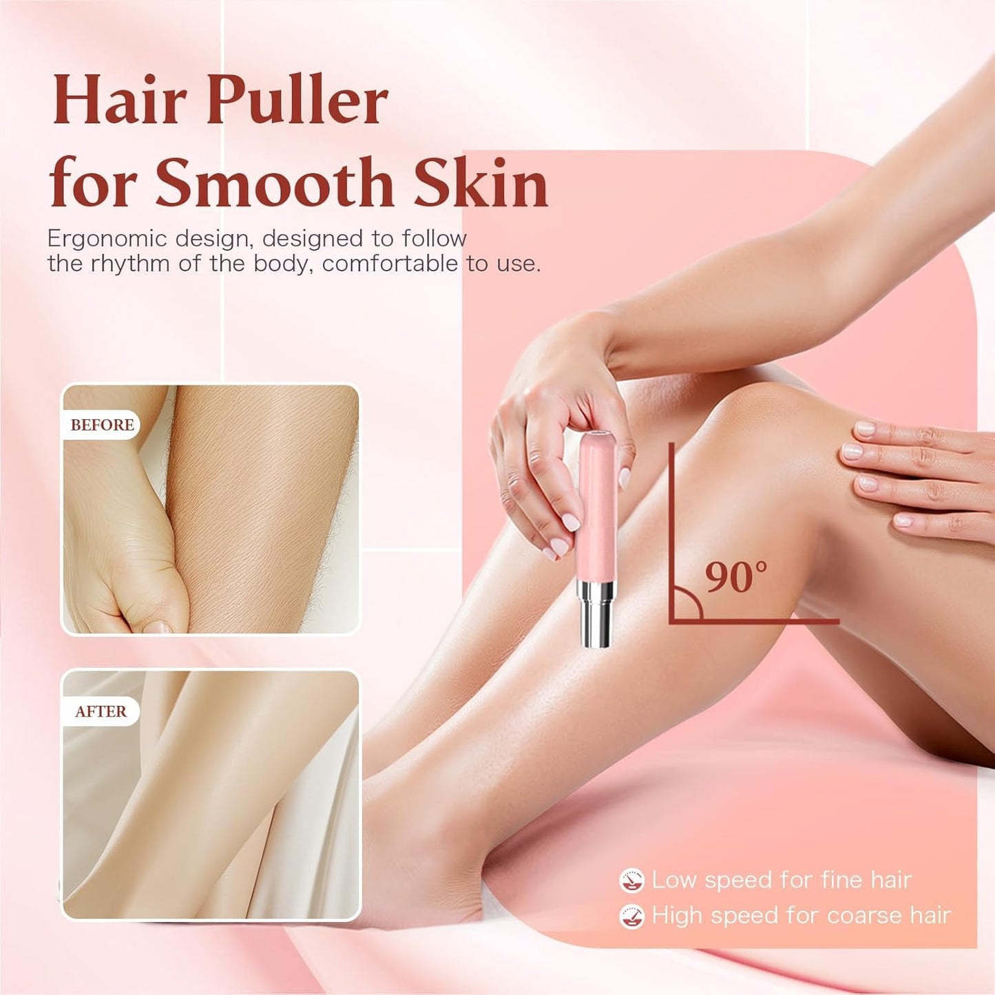 Facial Hair Remover for Women, 2-in-1 Smooth Glide Painless Electric Epilator with LED Light, USB Rechargeable Portable Lady Shaver for Face Lip Chin Leg Arms Bikini