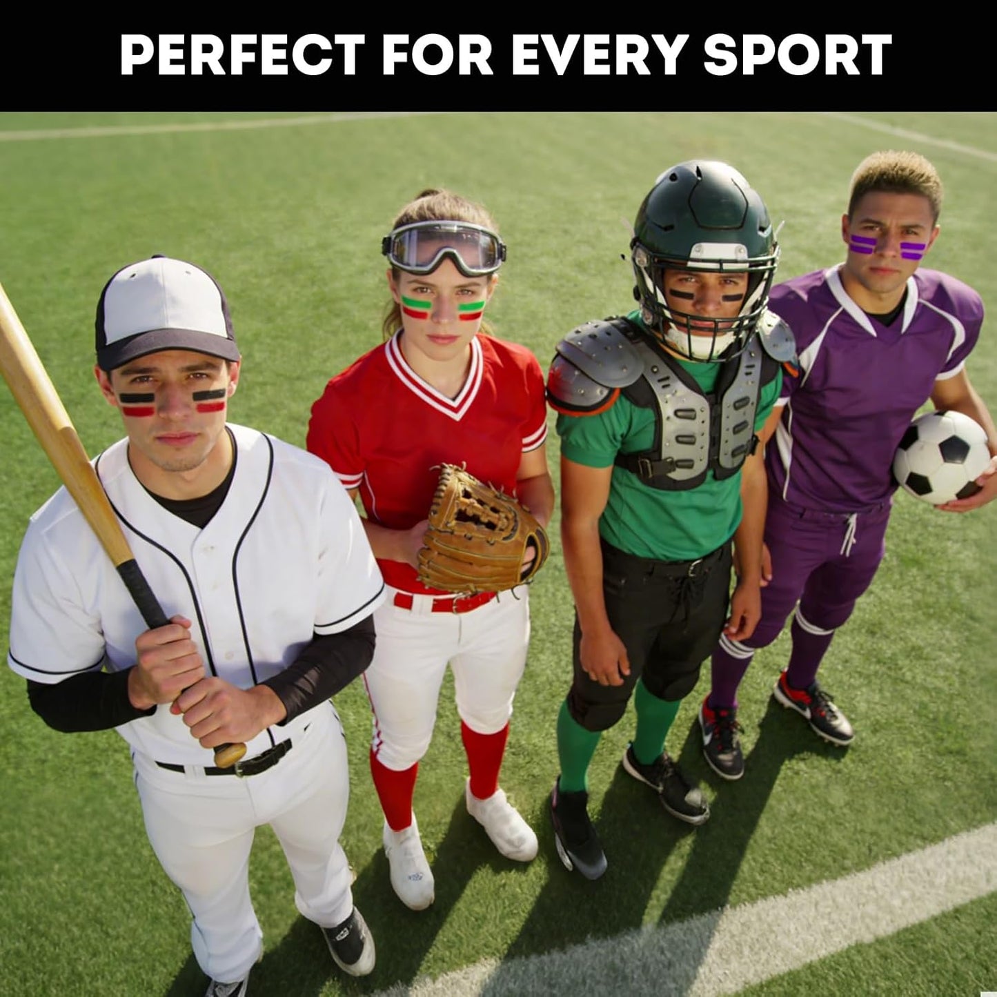 Eye Black Stick - 20 Pack Sports Face Paint in 12 Colors | Anti-Glare Under Eye Paint for Football & Baseball