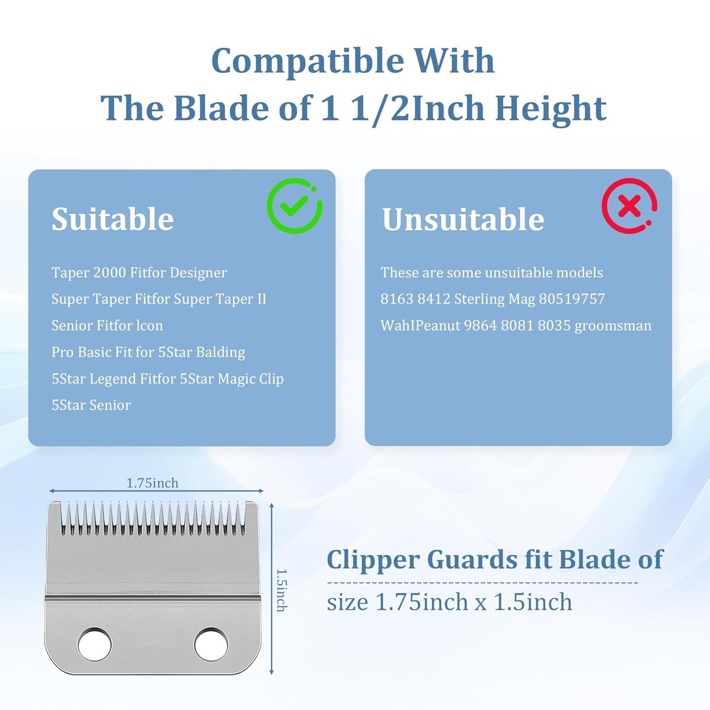Clipper Guards Set - 4 Pack Replacement Guides for Wahl Clippers | 1.25", 1.5", 1.75", 2" Gray