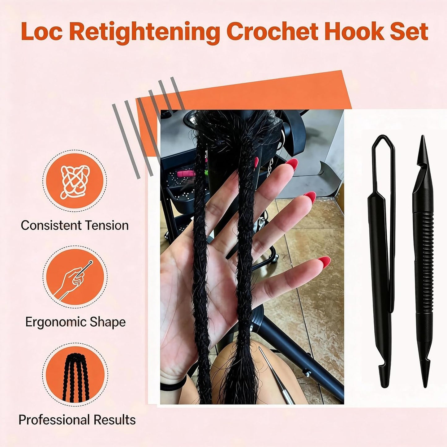 Interlocking Tool Set for Locs & Microlocs - Double Head Hair Styling Accessories | Lightweight Braid Tools for Dreadlocks & Sister Locks