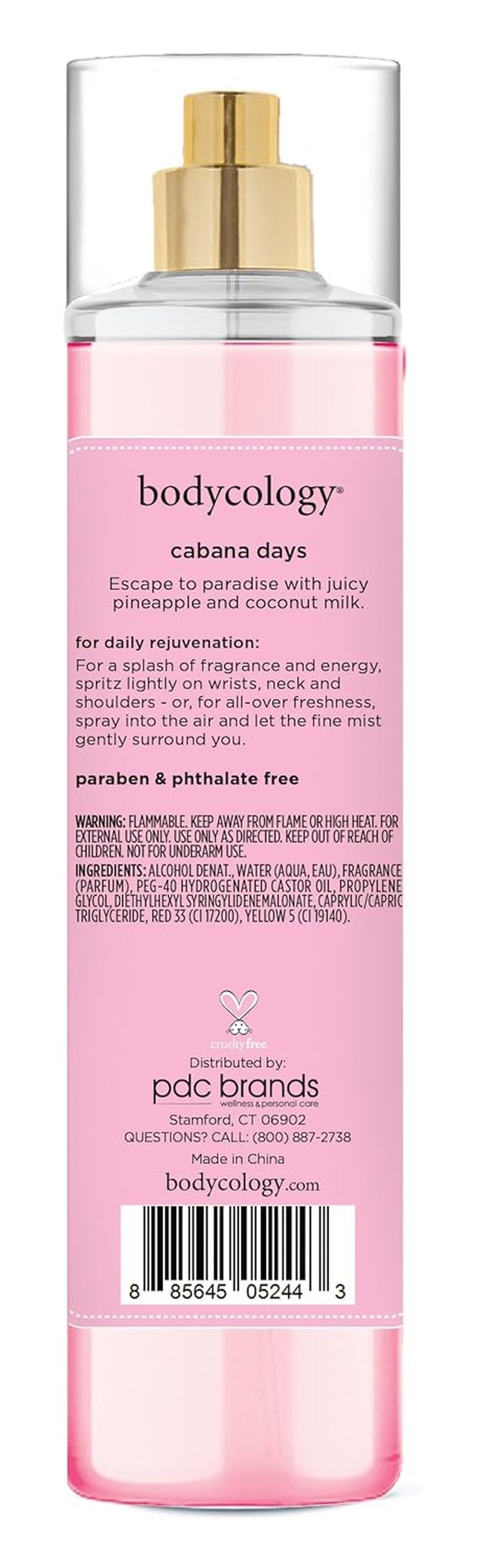 Bodycology Fragrance Body Mist - Cabana Days Scent | Long-Lasting 8 fl oz