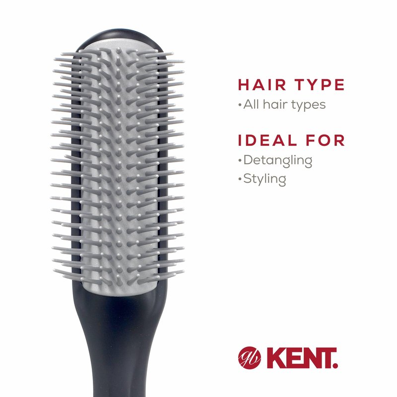 Kent KFM2 Gel Styling Hair Brush for Men - 9 Row Mens Hair Brush with Ionic Anti Static Bristles Great for a Daily Mens Styling Brush - Kent Brush Detangling and Smoothing Long or Thick Hair