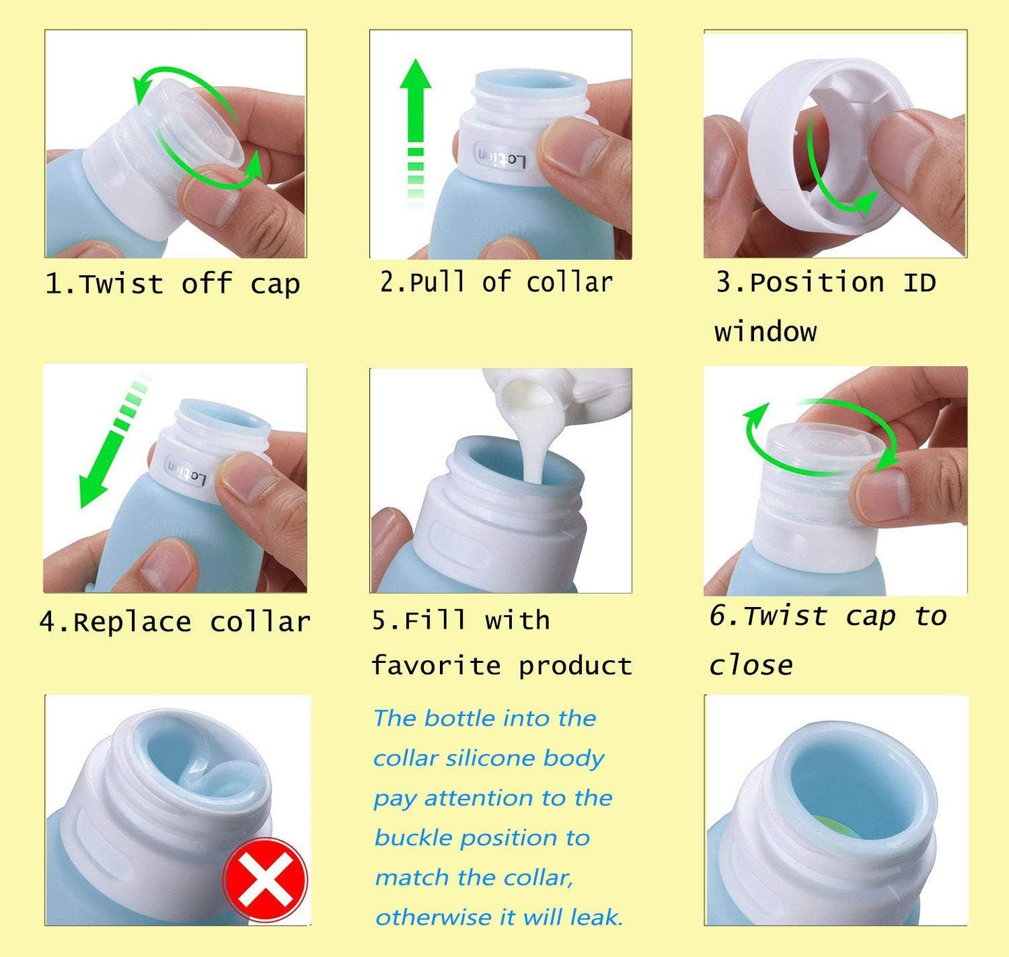 Leakproof Silicone Travel Bottles Set | 3oz Refillable Penguin Containers - TSA Approved, BPA Free