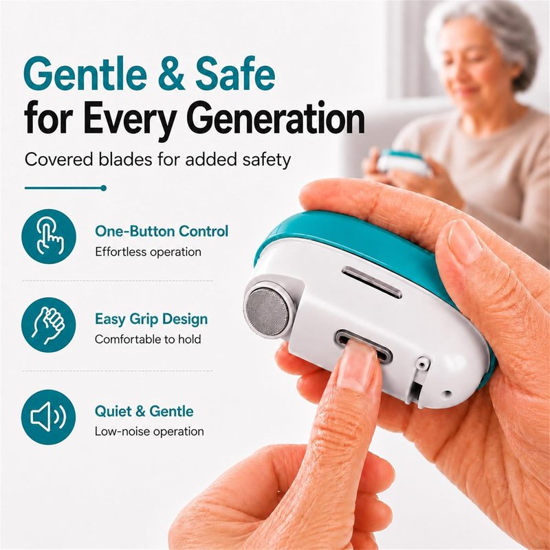Electric Nail Clipper - Automatic Trimmer for Thick Nails | 2-Speed Adjustable Blade, Built-in Light, Rechargeable