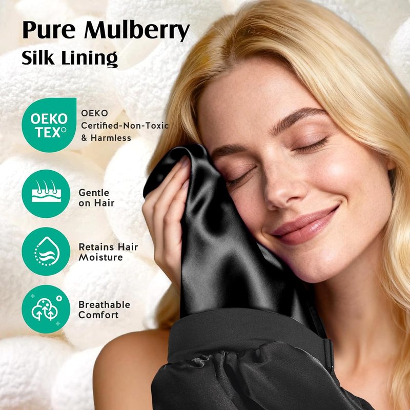 Real Mulberry Silk Bonnet - Double Layer Adjustable Sleep Cap for Women & Men | Non-Slip Design