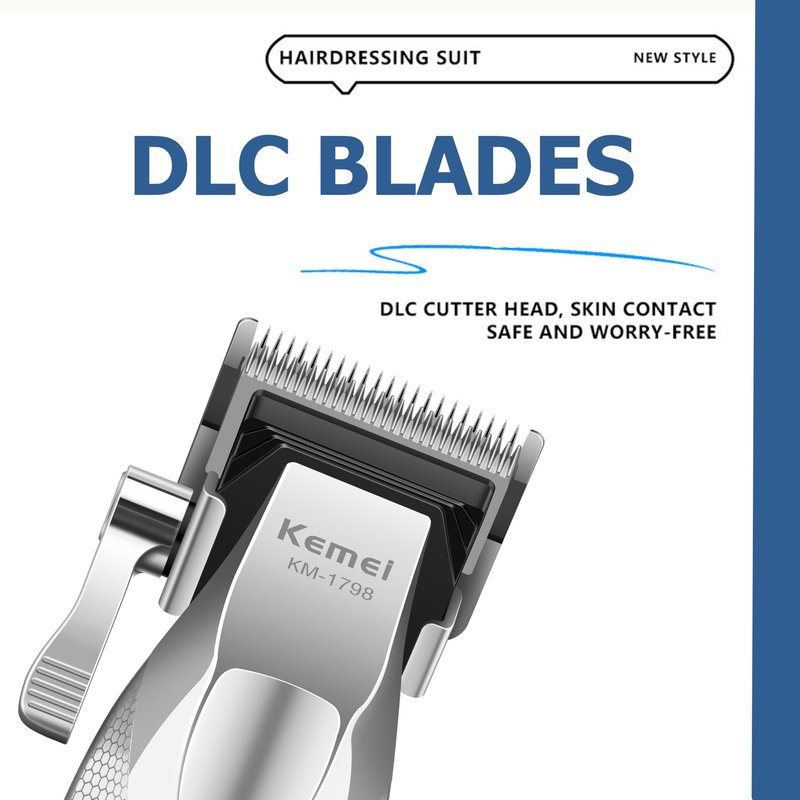 KEMEI Professional Hair Clippers, Cordless Clippers for Men Trimmers for Barbers 9100 RPM Clippers for Hair Cutting with Full Metal Body Ceramic and DLC Blades KM-1798
