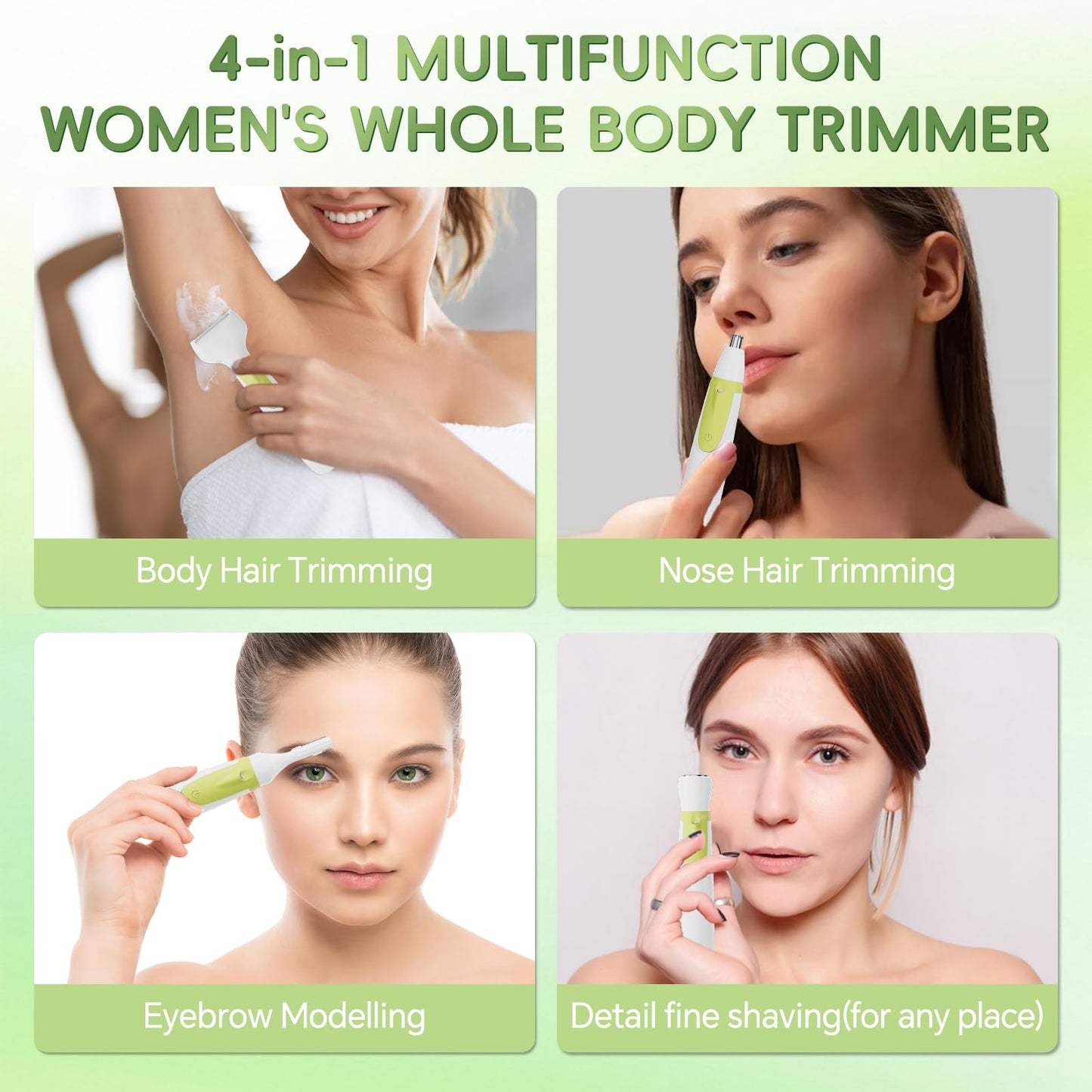 Electric Shaver for Women, Wet/Dry Razors for Women with LED Display, 4 in 1 Cordless Hair Remover for Arms Legs Pubic Armpit Face, IPX7 Waterproof, Painless Electric Grooming Kit