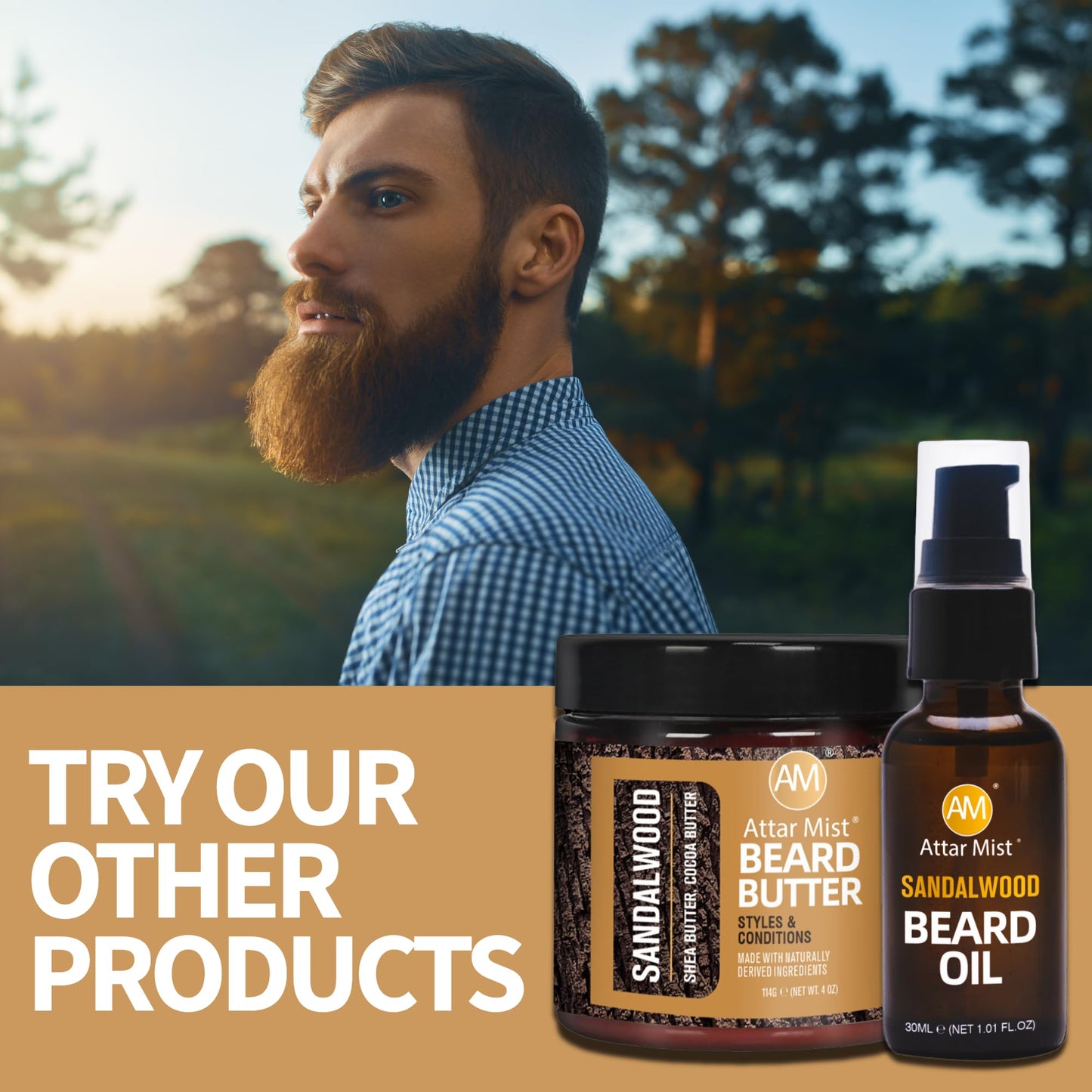 AM Beard Oil for Men growth Beard Conditioner Beard Straightener Beard Softener for Men Prevents Tangles & Itch, Tames Frizz Naturally Derived Beard Care Argan & Vitamin E - 1.01 floz
