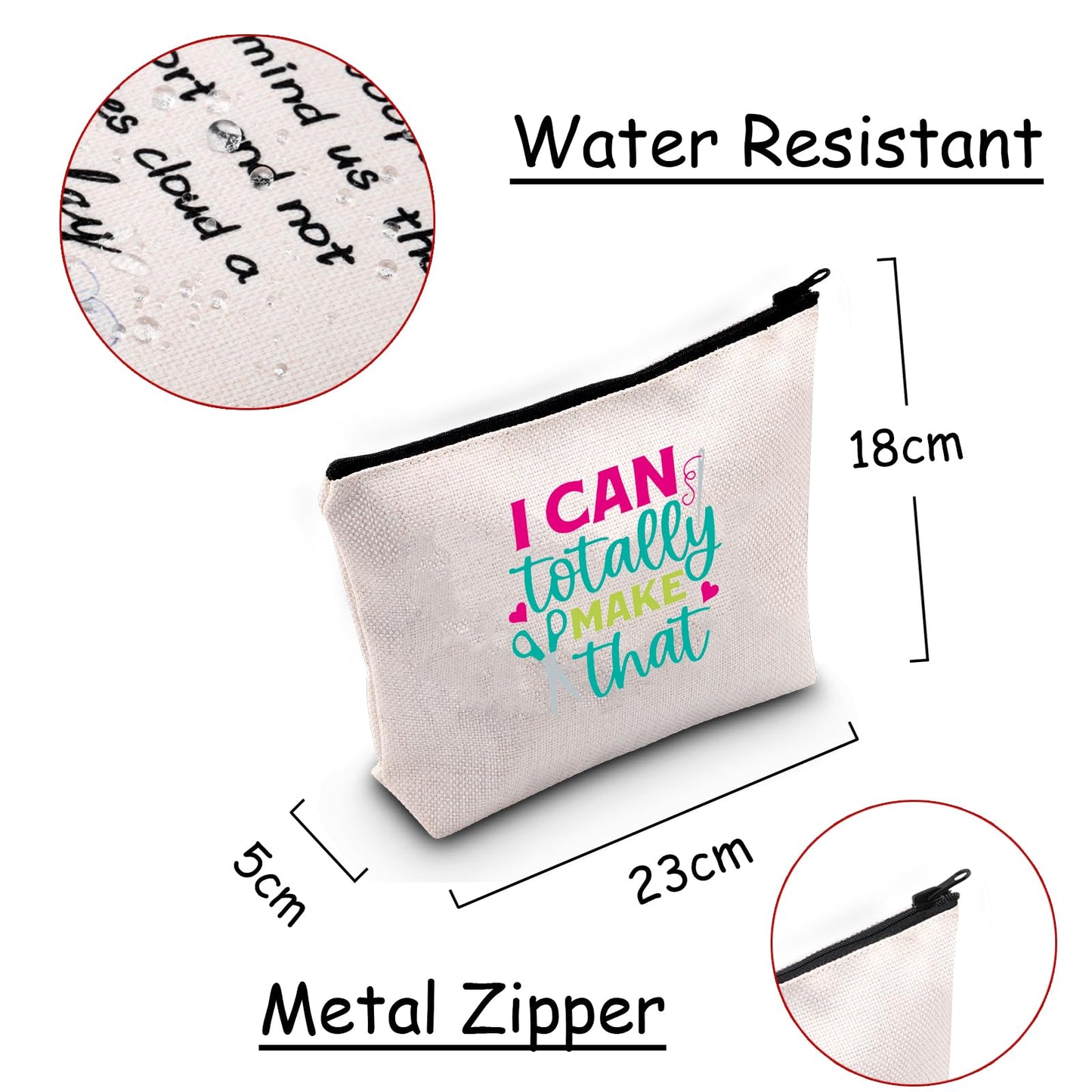 JXGZSO Funny Crafter Gift I Can Totally Make That Artistic Toiletry Bag Knitting Gift For Knitters Dressmaker Makeup Organizer Bag