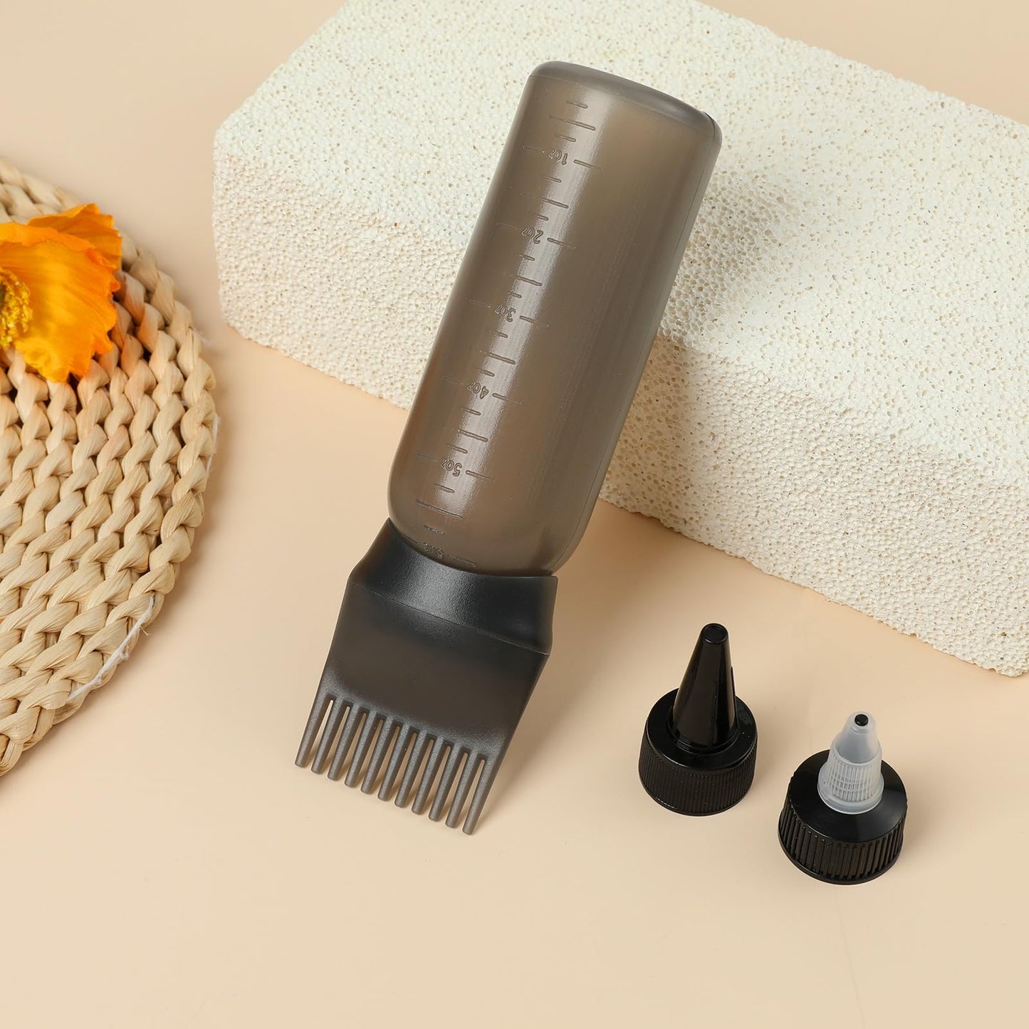 Root Comb Applicator Bottle Oil Applicator for Hair Dye & Scalp, Black