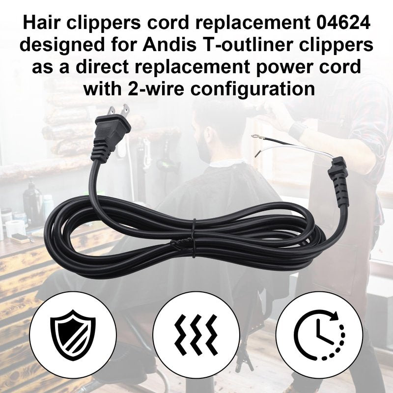 04624 Trimmer Cord for Andis Cord,Hair Clippers Cord for Andis T-Outliner Clippers Hair Trimmer,Power Line Replacement 04624,2 Wire
