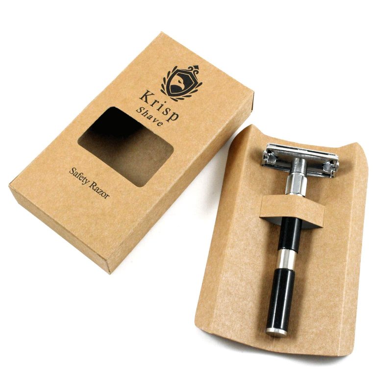 Krisp Beauty Double Edge Safety Razor, (4 Inch Long) Butterfly Open Men Women Wet Shaving Razor with 5 Shaving Blades