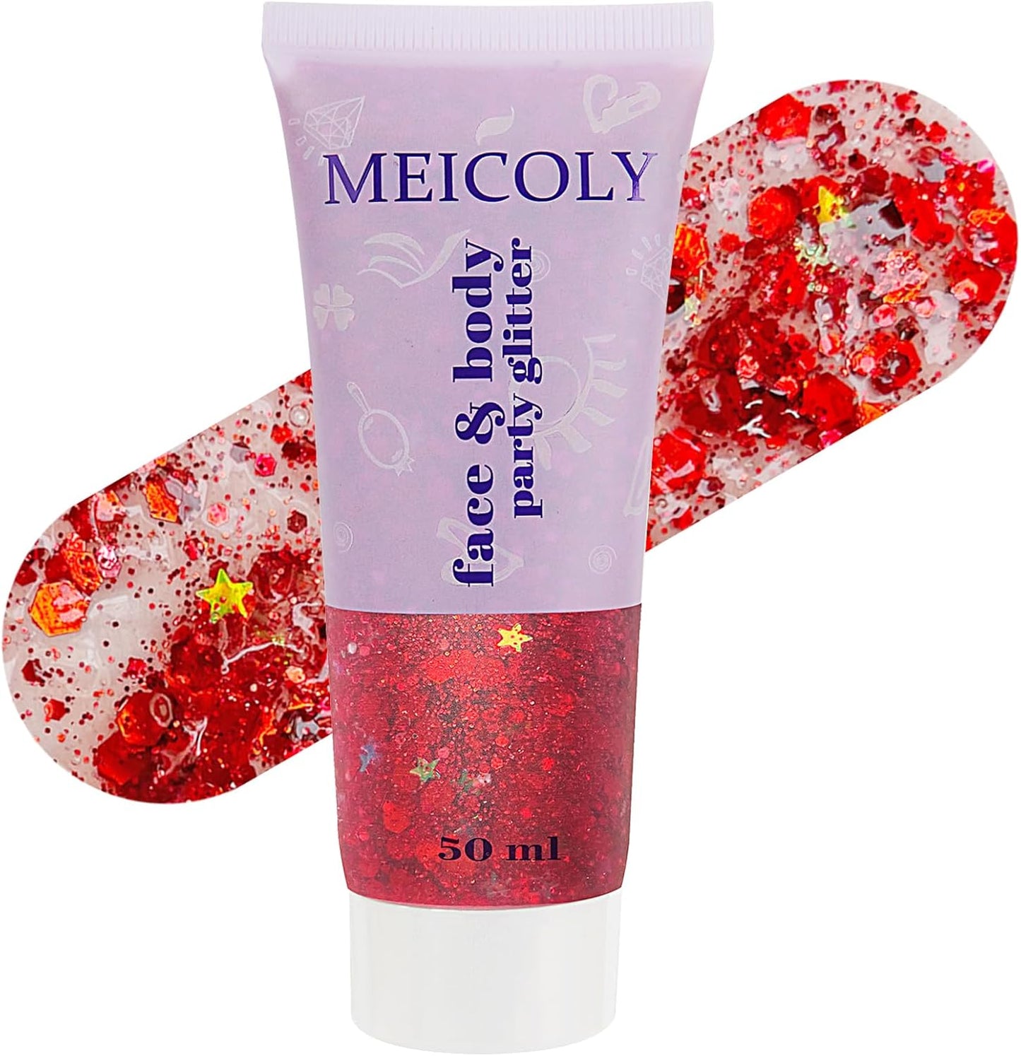 Red White and Blue Hair Glitter - Self-Adhesive Waterproof Face Glitter for 4th of July | Firework Ribbon Sequins