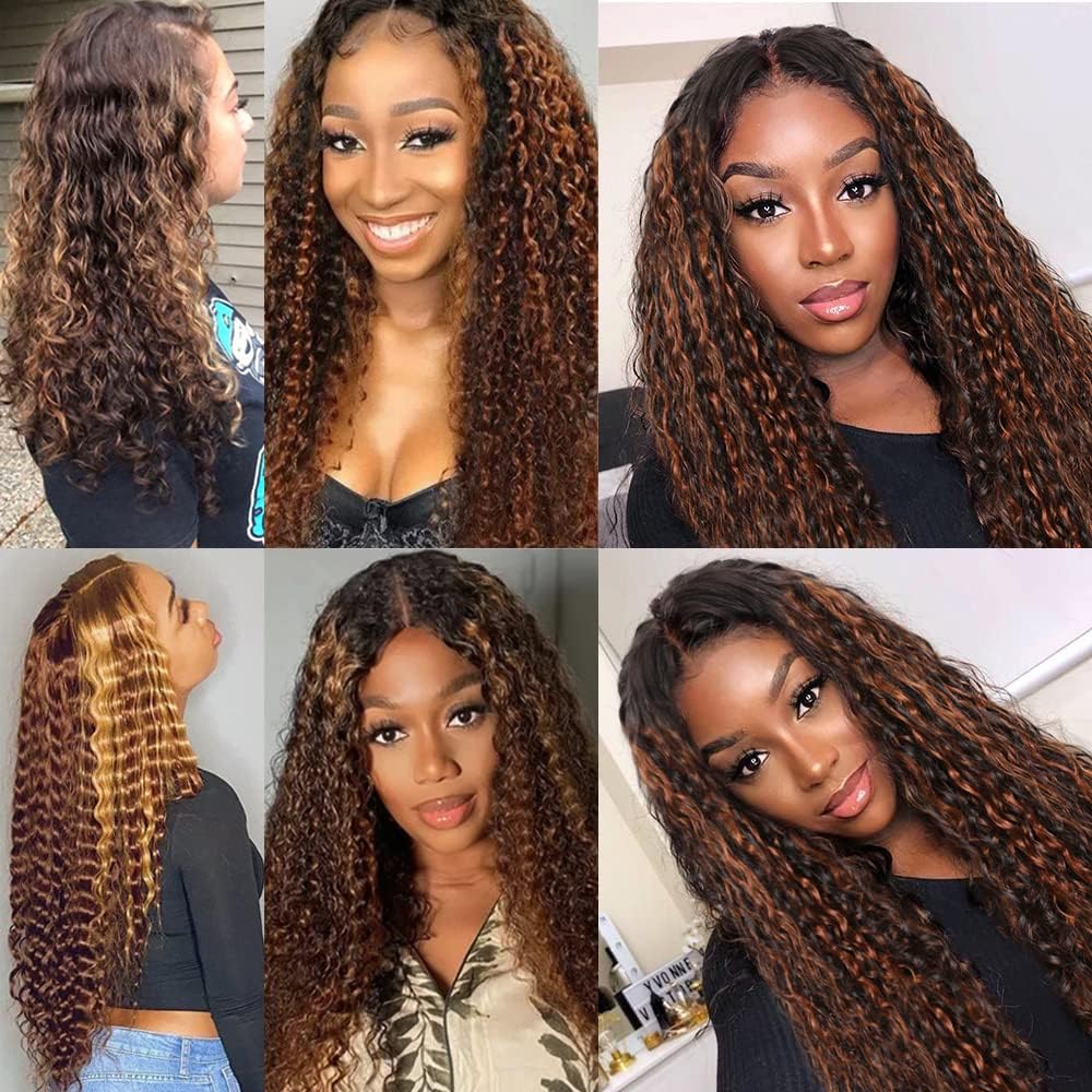 Light Brown Bundles Human Hair Highlight Kinky Curly Bundle Brazilian Virgin Hair 1 Bundle 28 Inch 4/30 Kinky Curly Bundle Human Hair Weave 100g