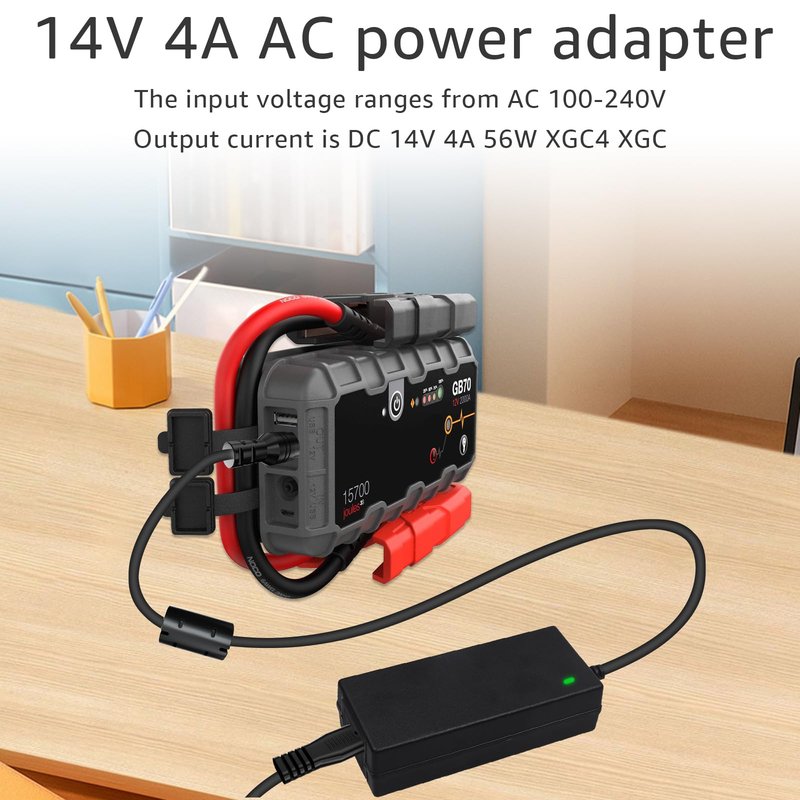 SigeIy 14V4A 56W Power Adapter Compatible with NOCO GB70 GB150 GB250+ GB251+ GB500 GB500+ Genius Boost Ultra Safe Lithium Jump Starter Battery XGC4 XGC Output Power Supply 56-Watt NOCO Boost Charger