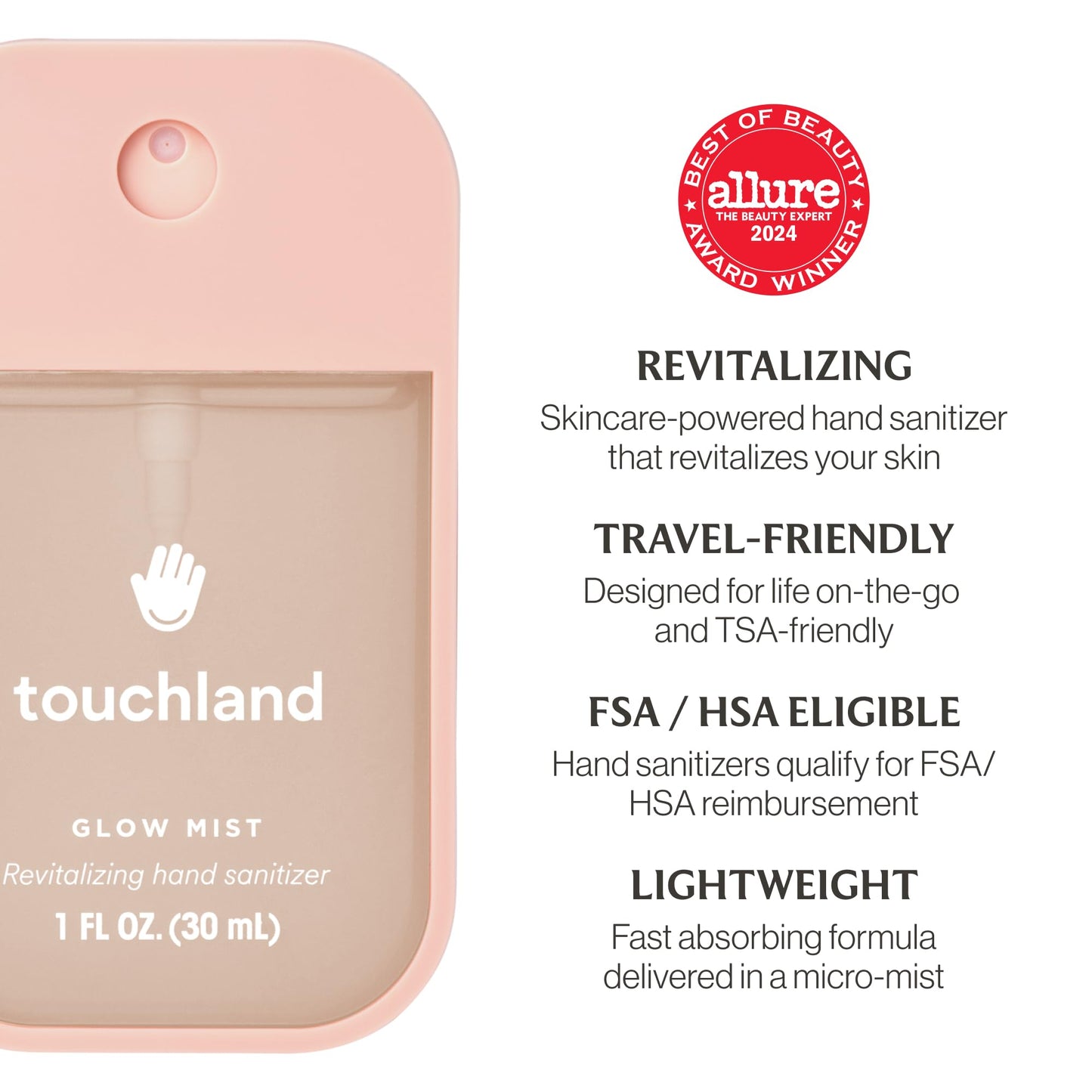 Touchland Hand Sanitizer Spray, 1 FL OZ - Rosewater