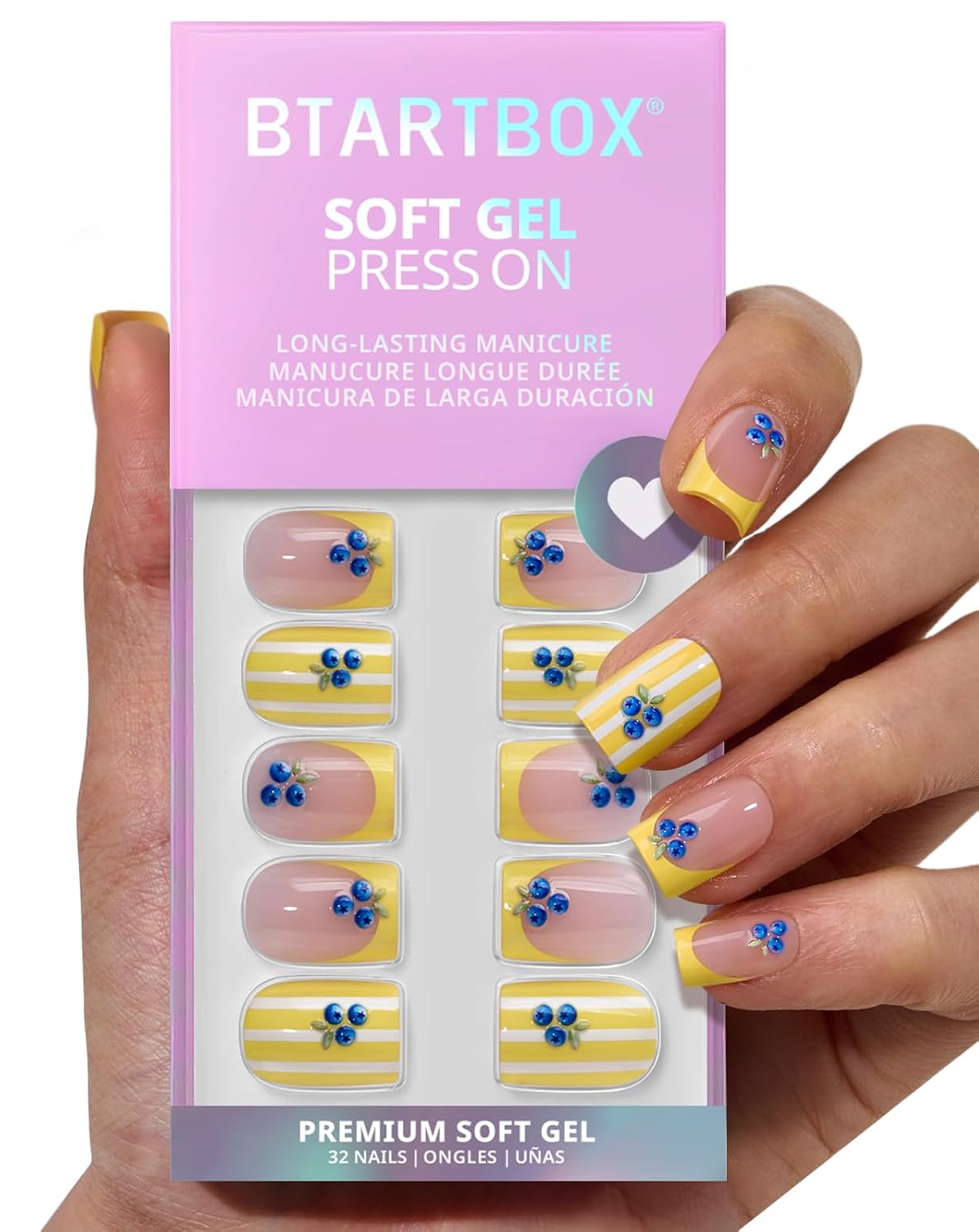 Press On Nails Almond - 3D Polka Dot Glitter Medium Nails | 32-Piece All-in-One Kit with Glue & Adhesive Tabs