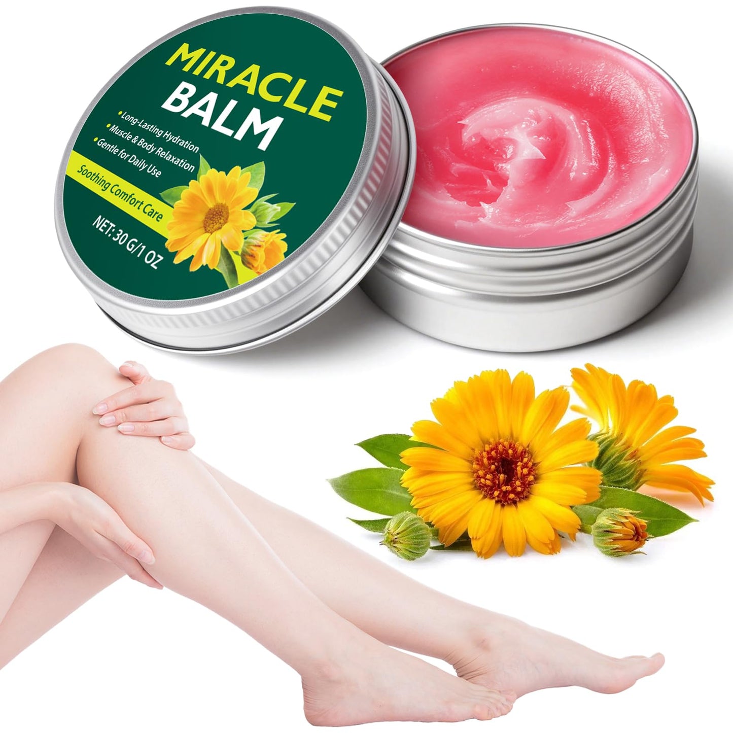 Akeeronn Miracle Balm, Miracle Balm Cream for Legs, Leg Care Cream, Relaxed and Comfortable, Soothing Joint Cream for Legs, Arms, Back, Hands, and Feet, 1oz