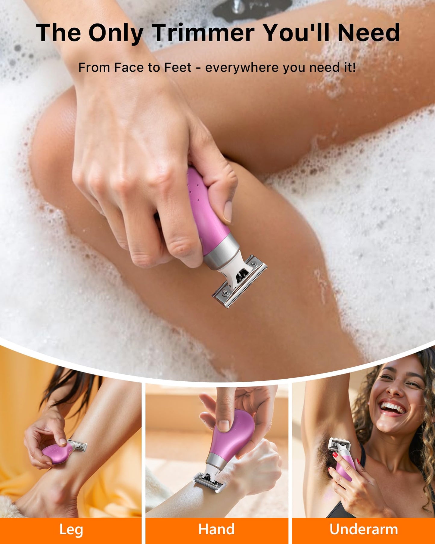 Trimcoo Mini Bikini Trimmer for Women - Intimate Pubic Hair Removal, Electric Body Groomer, Small Portable Wet/Dry Shaver, Magnetic Blade, USB-C Rechargeable with Travel Case, Easy to Clean (Pink)