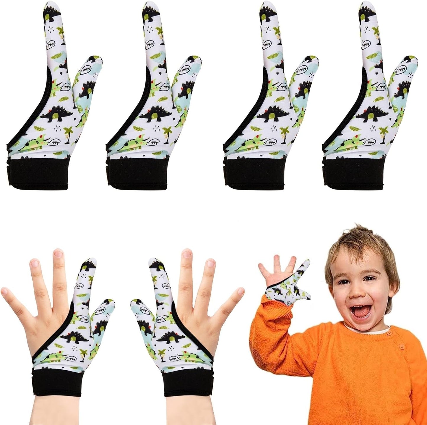 Thumb Sucking Guard Gloves for Kids | 4-Pack Anti-Thumb Sucking & Nail Biting Protection | Ages 5-12