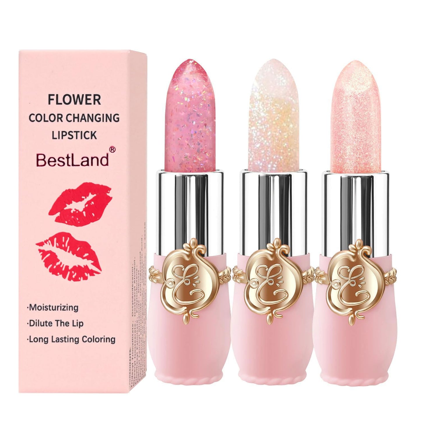 Flower Jelly Lipstick Set - 3 Pcs Temperature Change Moisturizer | Long-Lasting Glossy Shine Lip Balm for Women