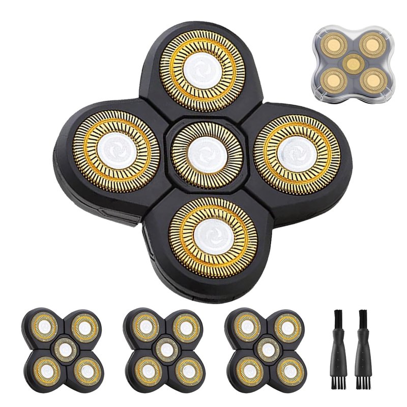 3 PCS Universal 5 Blades Head Shaver Replacement heads for Freebird Head shaver and Other Brand shaver Black