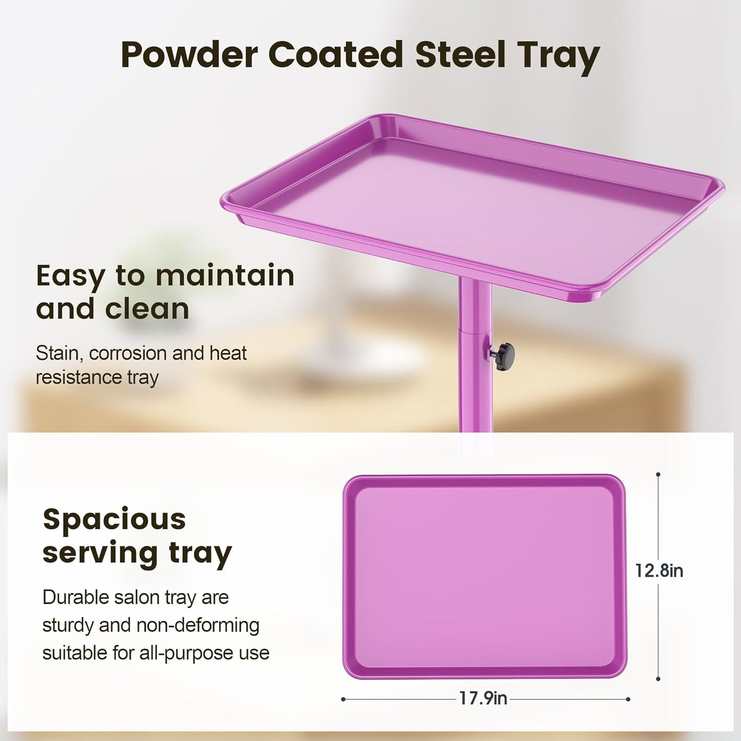 Tattoo Tray - Rolling Salon Cart with Wheels for Hair Stylists | Purple Color