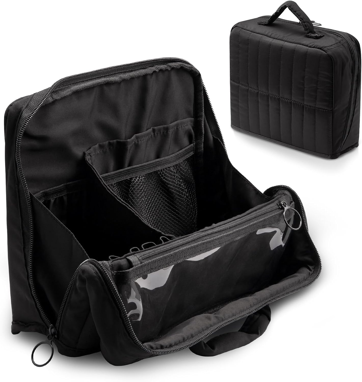 Standing Makeup Bag - Large Capacity Travel Toiletry Organizer with Multiple Compartments | Pink