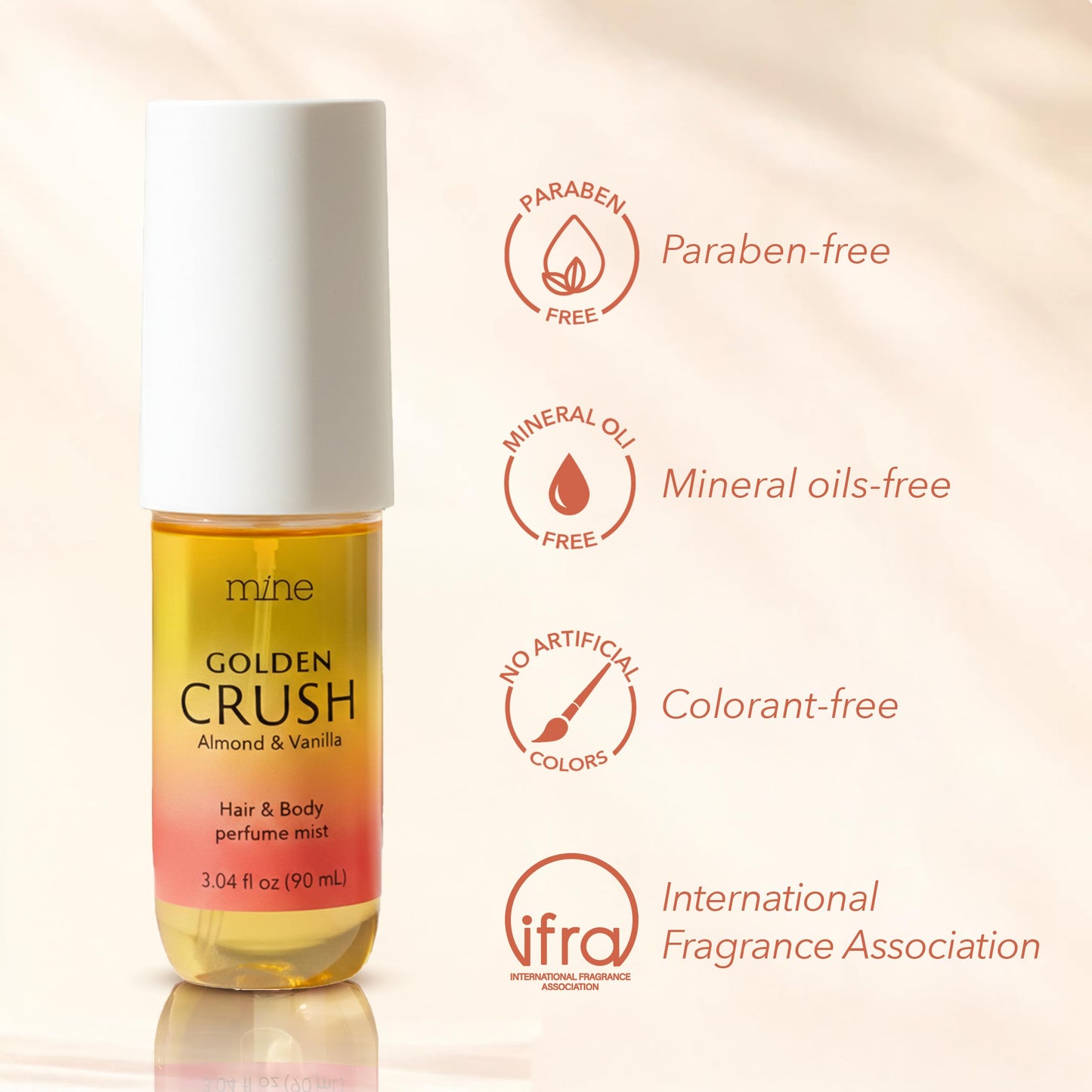 Golden Crush Hair & Body Mist — Warm Gourmand Vanilla, Pistachio & Salted Caramel | Alcohol-Free, Hair-Safe — 3.04 oz