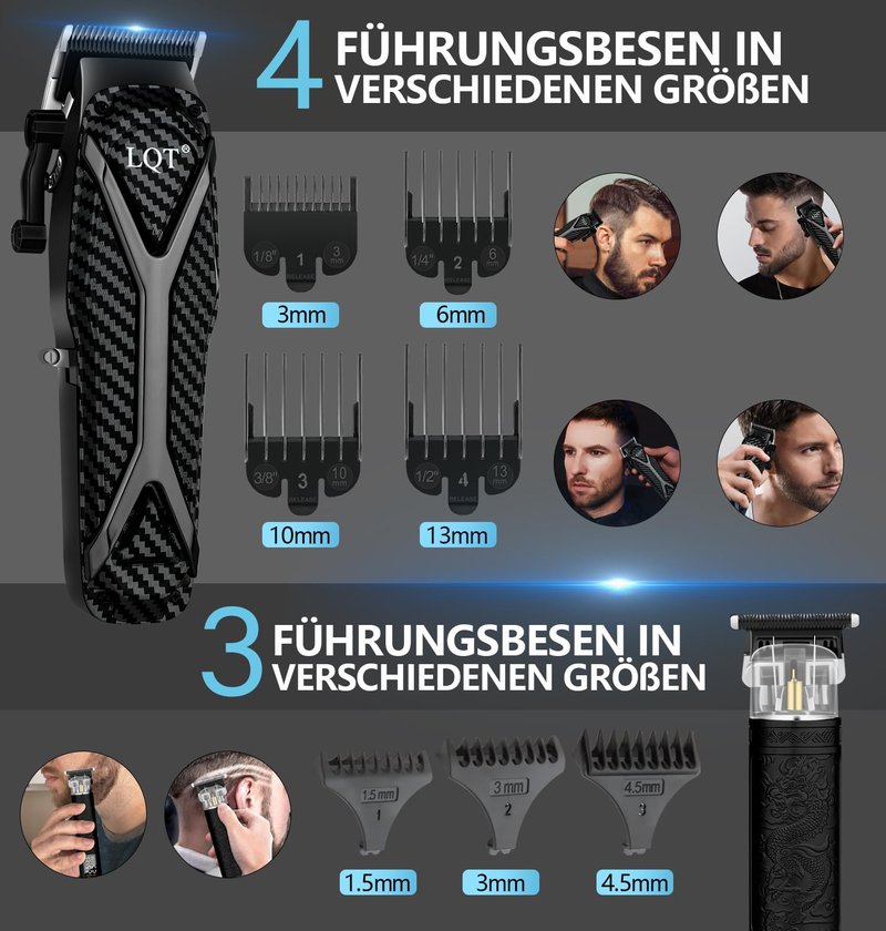 LQT Hair Clippers for Men Professional, Hair Trimmer & Beard Electric Razor Kit, Barber Clipper Set for Men’s Grooming Cordless with LCD Display, Hair Cutting Clippers and Trimmers Set