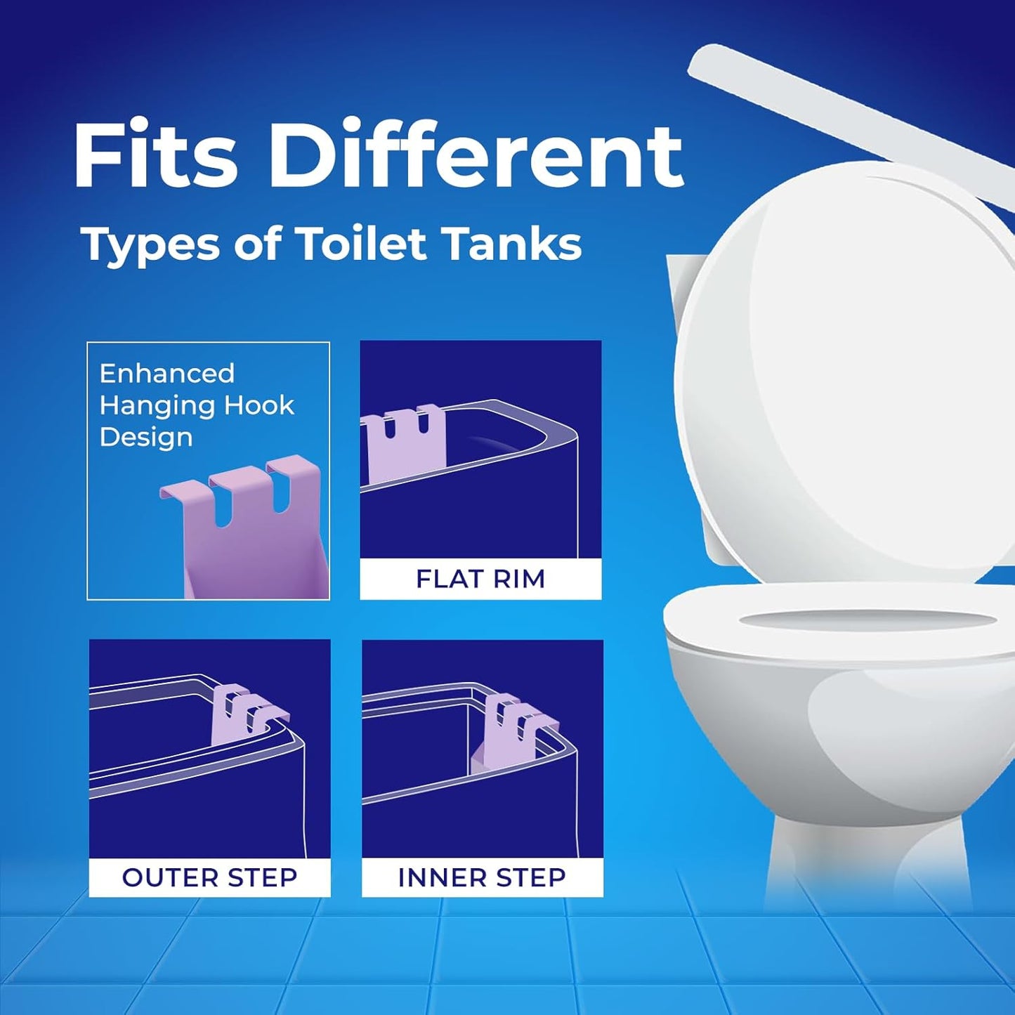 Toilet Tank Tablet Holder | Blue Toilet Bowl Tablets Included - Prevent Flapper Jams & Extend Cleaner Life (8.97 x 3.22 x 2.25 Inch)