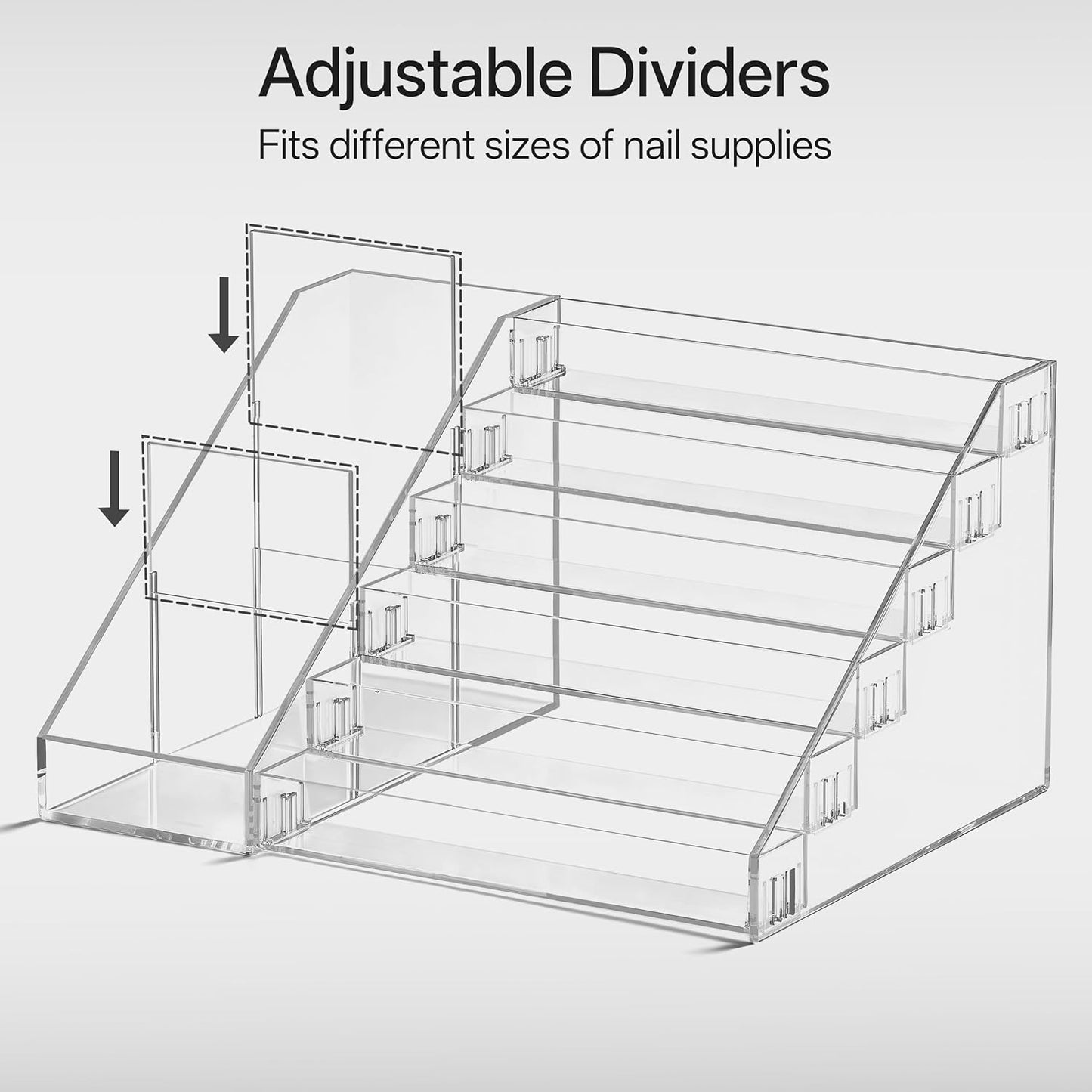 6 Tier Nail Polish Organizer - Clear Acrylic Display Stand for Gel Polish | Quick Assembly, Space-Saving Design