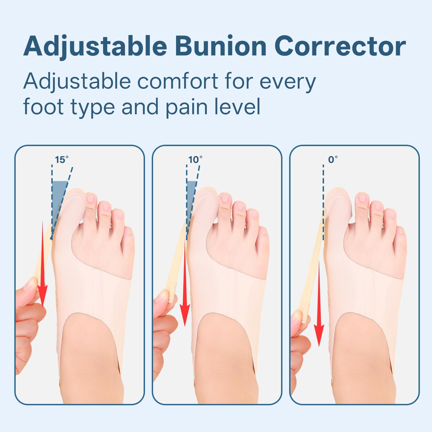 Kyuijctan Adjustable Bunion Corrector for Women & Men, Soft and Confortable Big Toe Straightener, Fits in Shoes & Socks for Pain Relief and Hallux Valgus, Designed for Day & Night Wear(1 Pair,M)