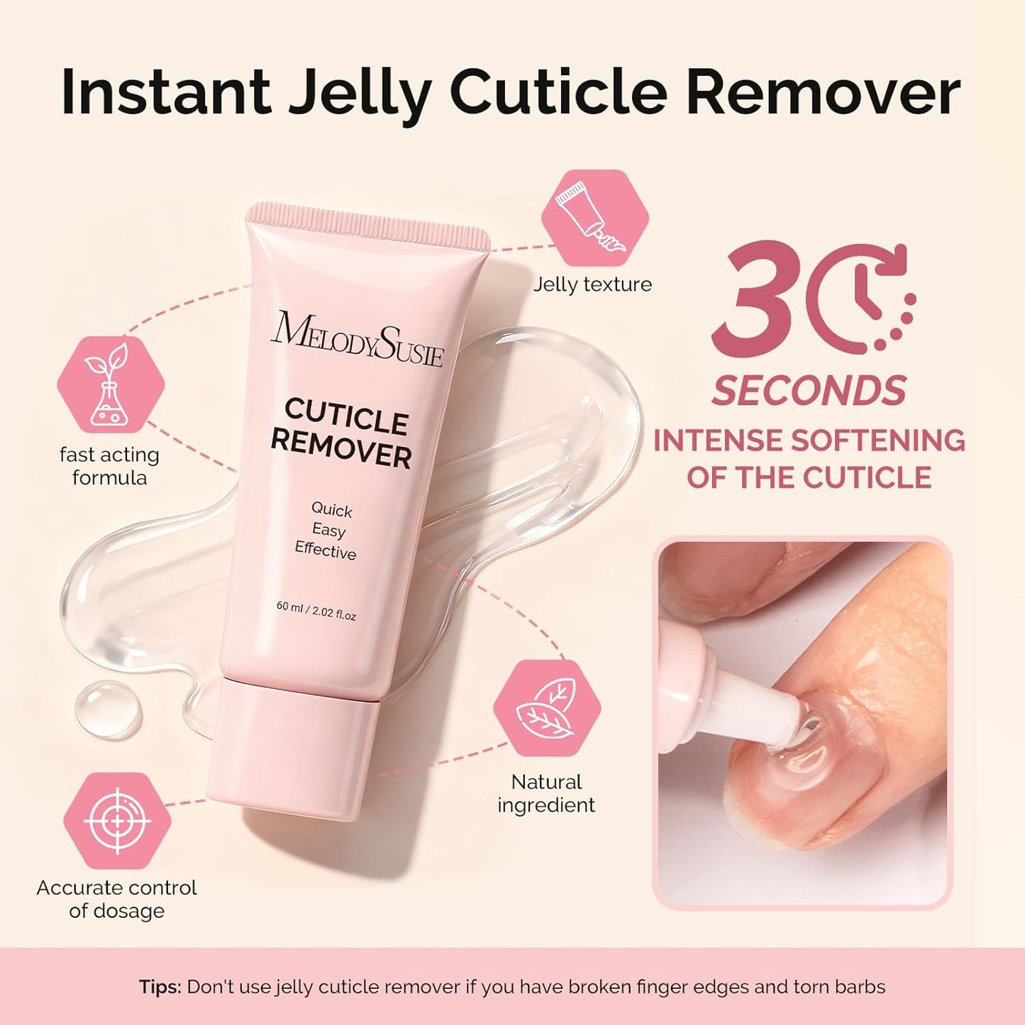 MelodySusie Cuticle Remover Kit - 60g Cream, 15ml Oil, Nipper & File | Essential Nail Care Set