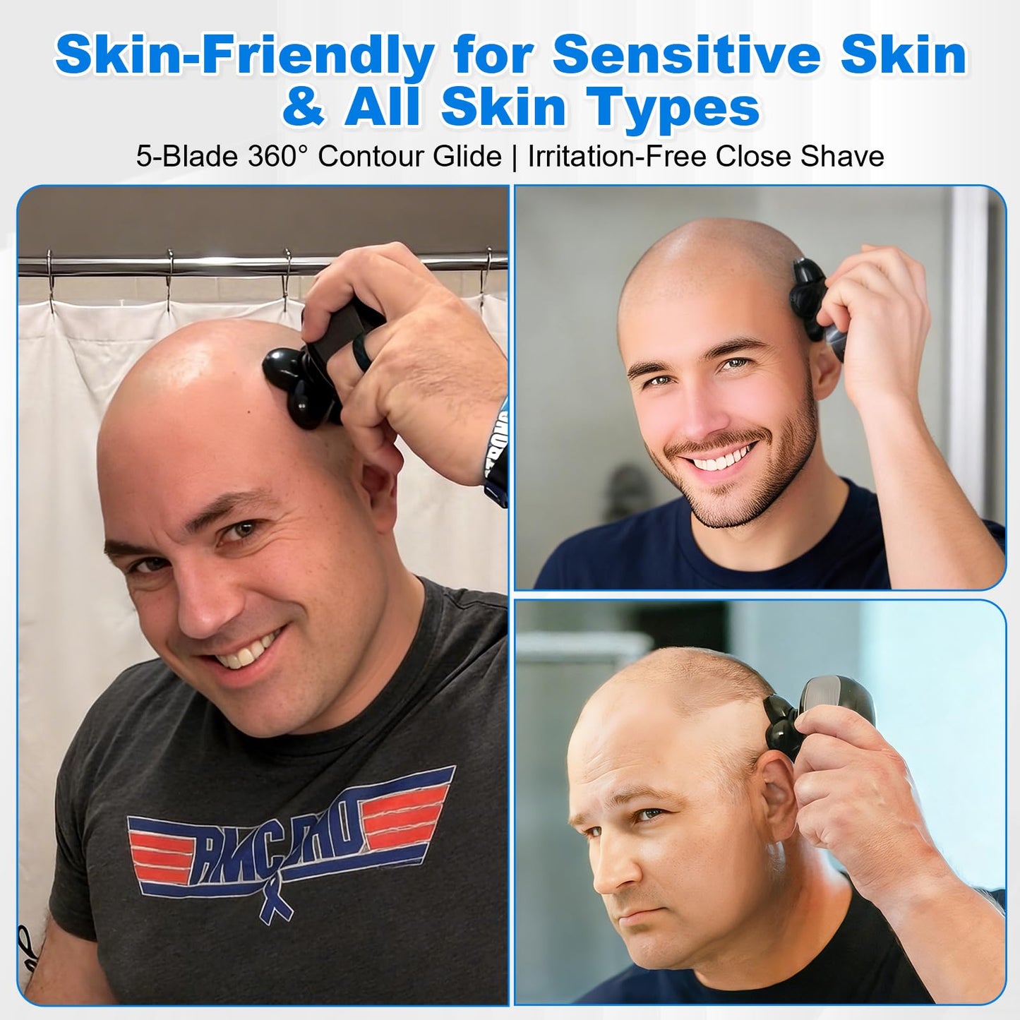 Bpbdzz 3 Pack Replacement Blades for Freebird Head Shaver, 5-Blade Electric Razor Refills Compatible with Freebird Flex Series for Bald Men