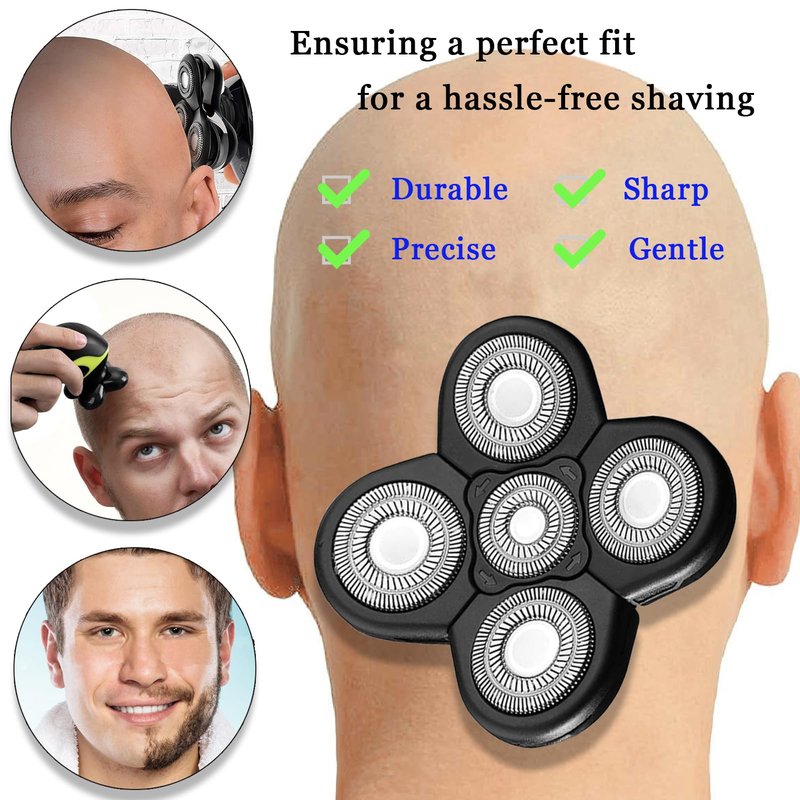 5 Blades Replacement for Freebird Shaver Razor Head, Bald Men Freedom Grooming Refills, with Cleaning Brush 3 PCS