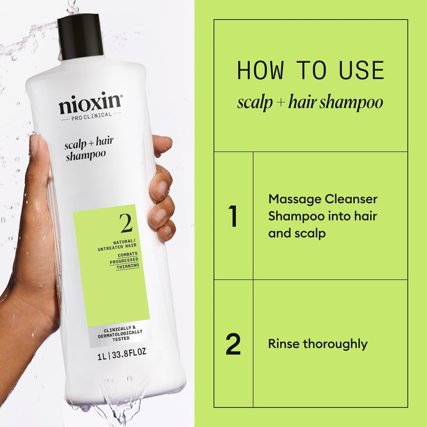Nioxin System 2 Shampoo & Conditioner Prepack | For Natural or Untreated Hair with Progressed Thinning | With Niacinamide and Biotin | Pumps Included | 33.8 Fl oz.