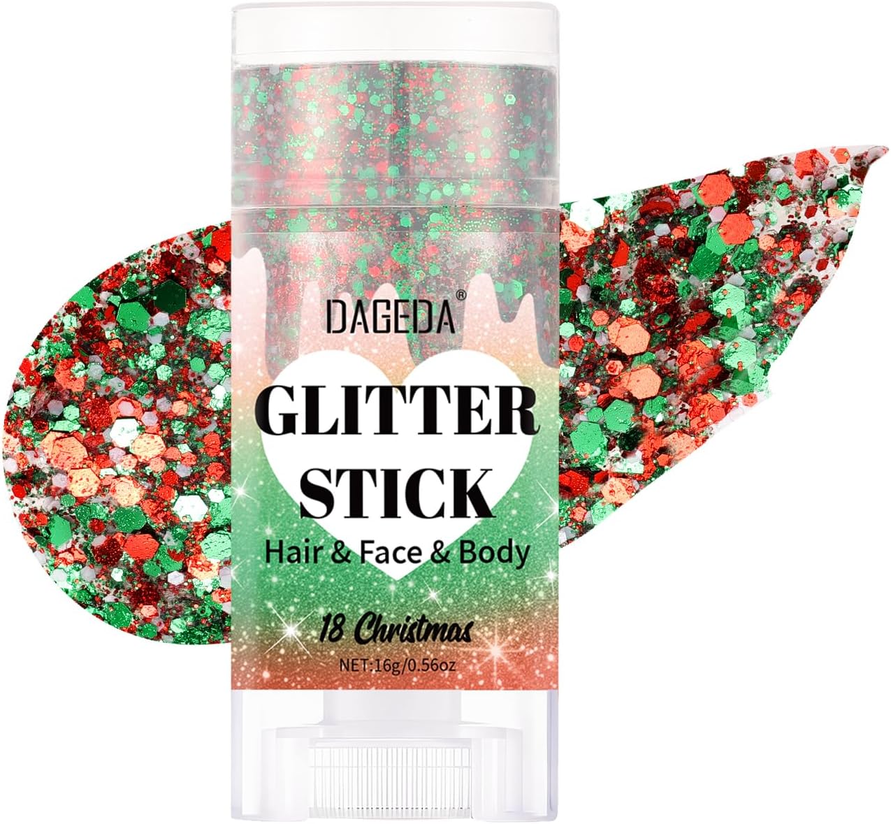 Red White Blue Body Glitter Stick - Sparkly Face Glitter Makeup for 4th of July | Shimmer Face Paint Stick