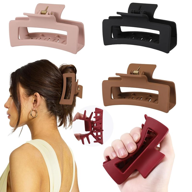 Silicone Flexible Hair Claw Clips - 4 PCS Jumbo Clips for Thick Hair | Cloud Soft Non-Slip Design