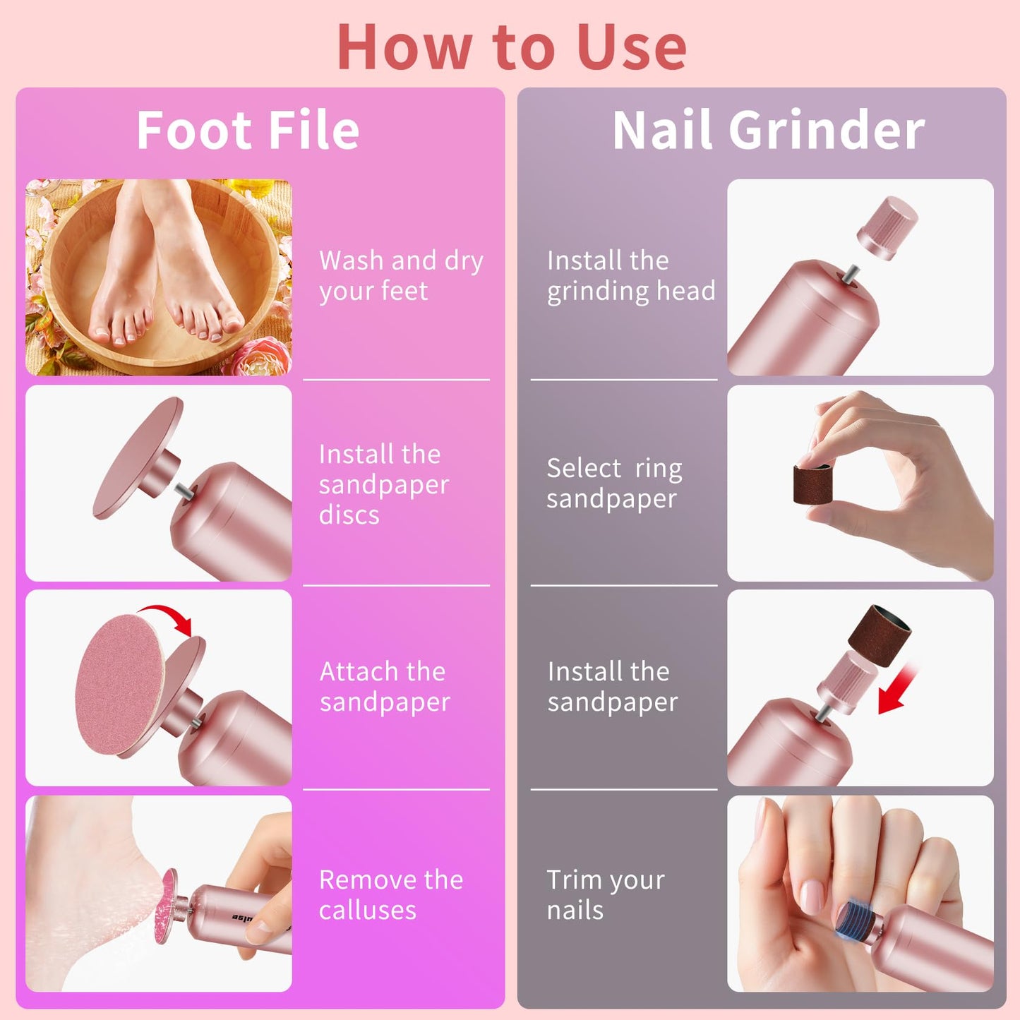 Electric Callus Remover for Feet, Electric Foot Callus Remover with 60pcs Sandpaper Discs,1800RPM Foot File Rechargeable Pedicure Tool with Adjustable Speed, Digital Display, Care for Feet & Nail