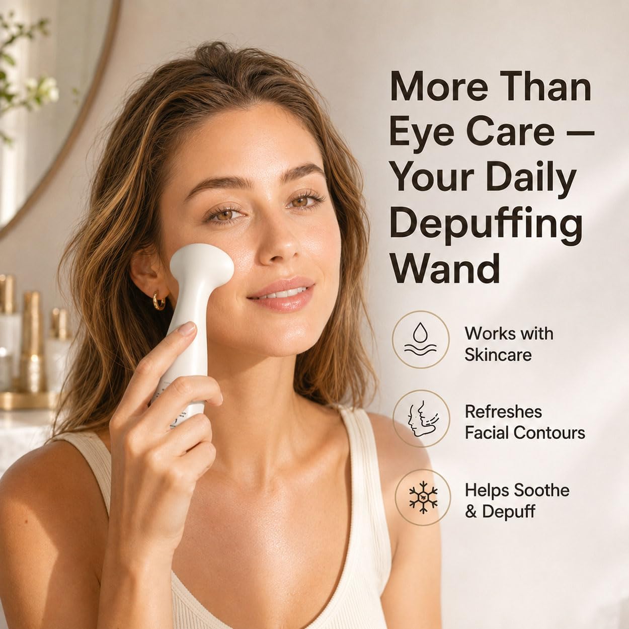 3-in-1 Eye Therapy Device - Heated Eye Wand for Dry Eyes, Puffiness Relief & Skin Radiance | White