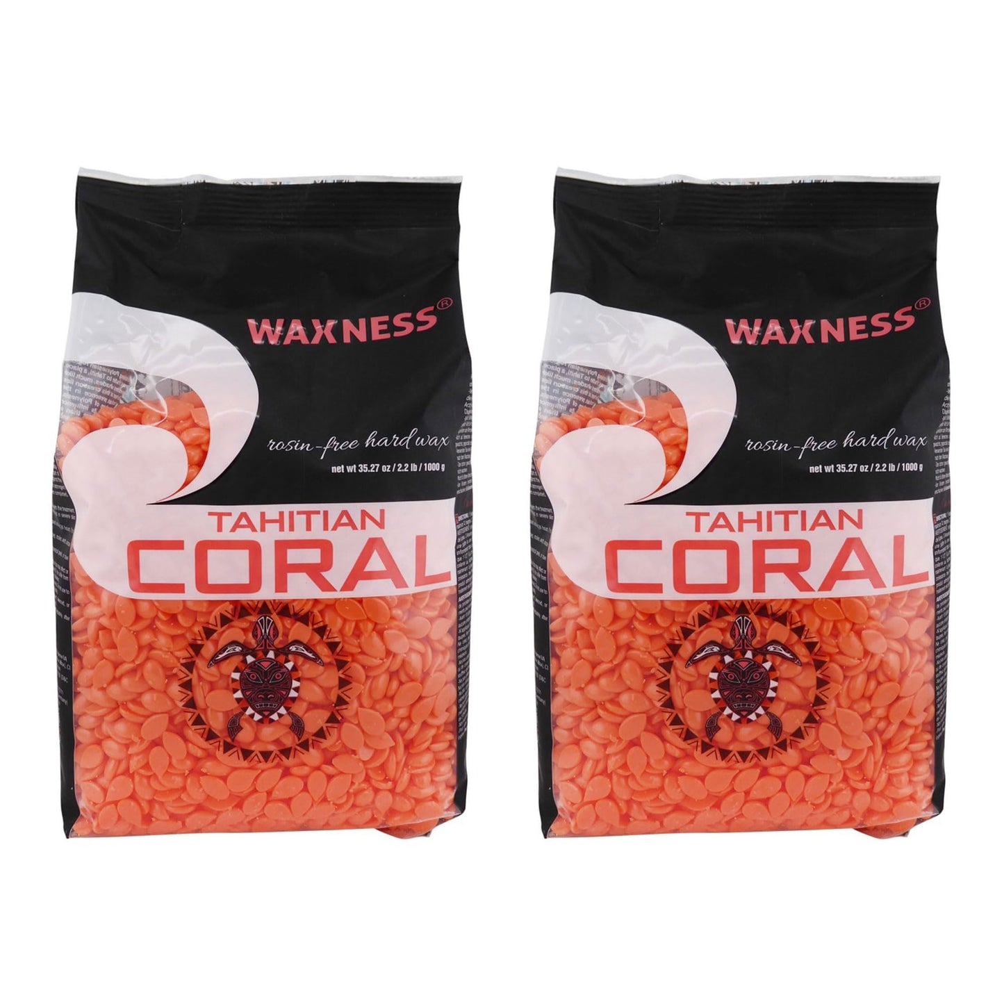 Waxness Tahitian Coral Hard Wax Beads 2.2 lb (1 kg) Pack of 2 – Stripless Professional Hard Wax for Face & Body, Smooth Application, Suitable for Sensitive Skin – Made in Italy