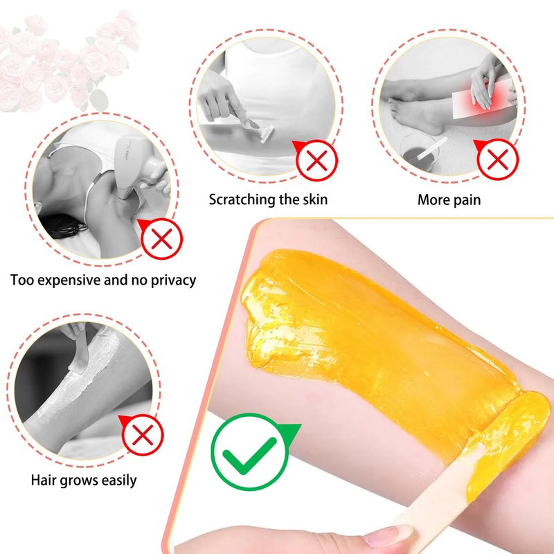 Hard Wax Beads for Hair Removal - 1.1lb/17.05oz Waxing Beads for Coarse Hair, Sensitive Skin, Brazilian Bikini,Underarms,Face,Body - Wax Beans Bulk with 20 Sticks (Coconut)