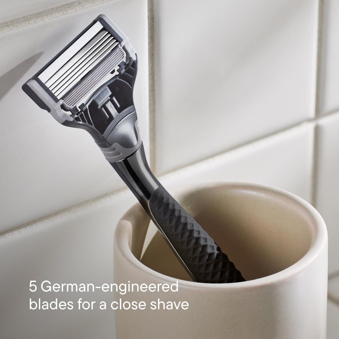Harry's Original Shaving Kit for Men - Razor Handle, 3 Razor Blade Refills, Foaming Shave Gel, and Travel Blade Cover - German Engineered - Charcoal