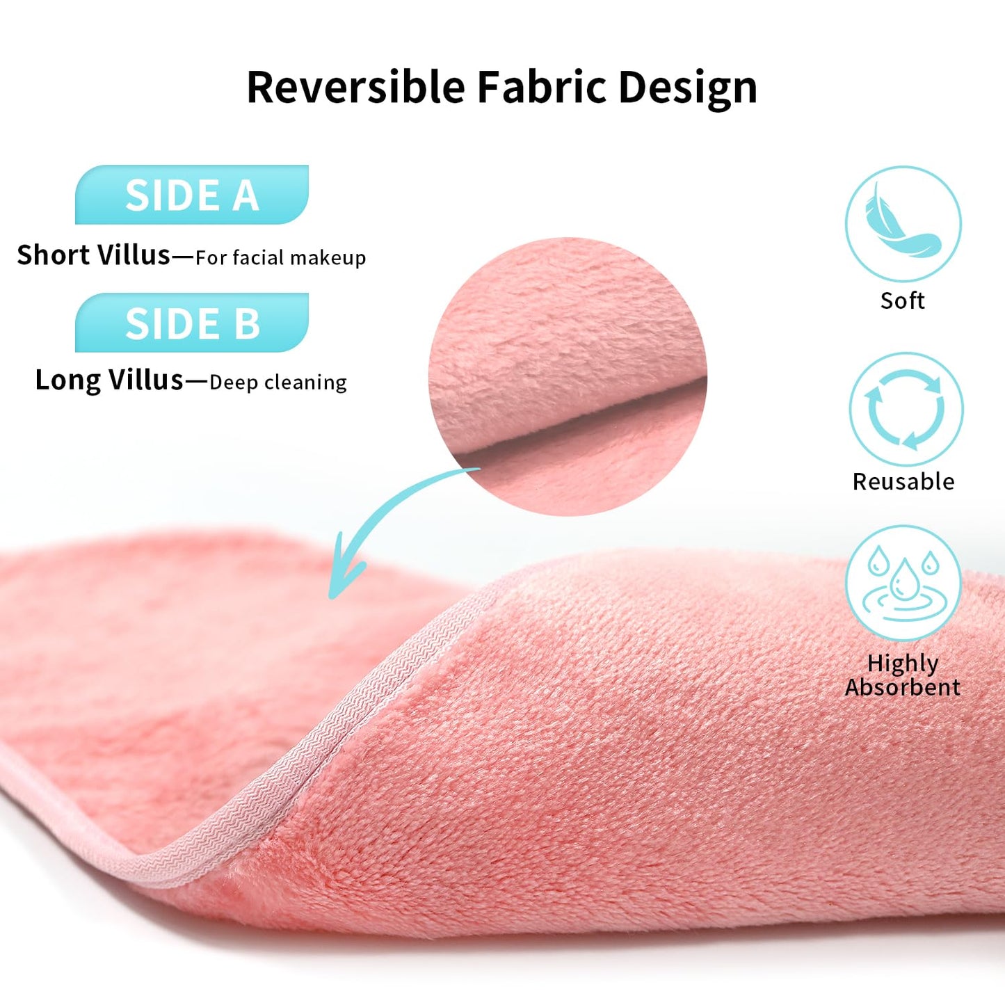 my novel things Makeup Remover Cloth 7-Day Set, 15"x6.5" Reusable Makeup Remover Towels, Makeup Washcloths, Skin Friendly Soft Washable Coral Fleece Microfiber Towel for Face, Eye, Lips Gift for Women