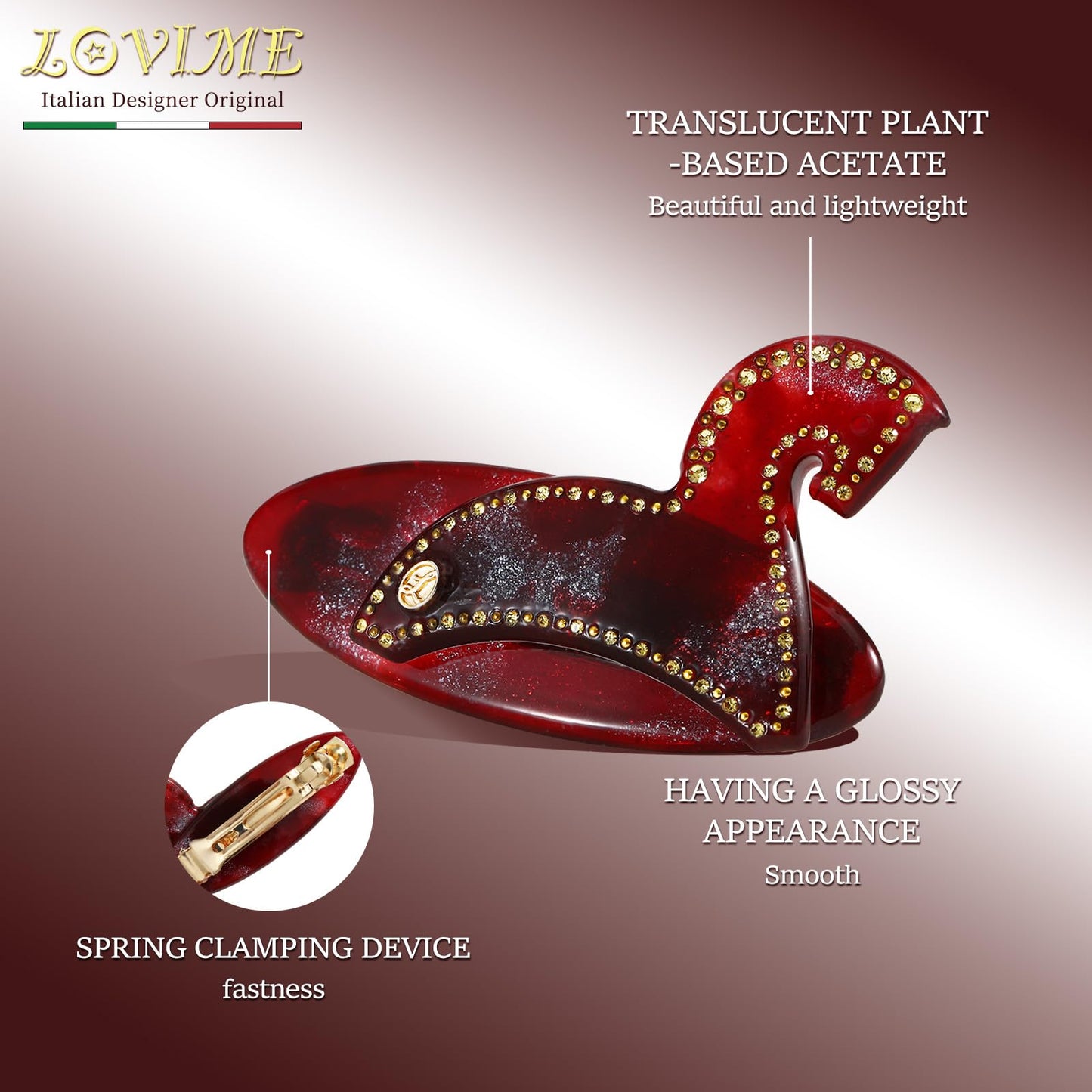 LOVIME Red Hair Clips for Women Premium, Small Hair Barrettes for Women Thin Hair, French Hair Barrettes No Slip for Birthday Gifts for Mom with Gift Box