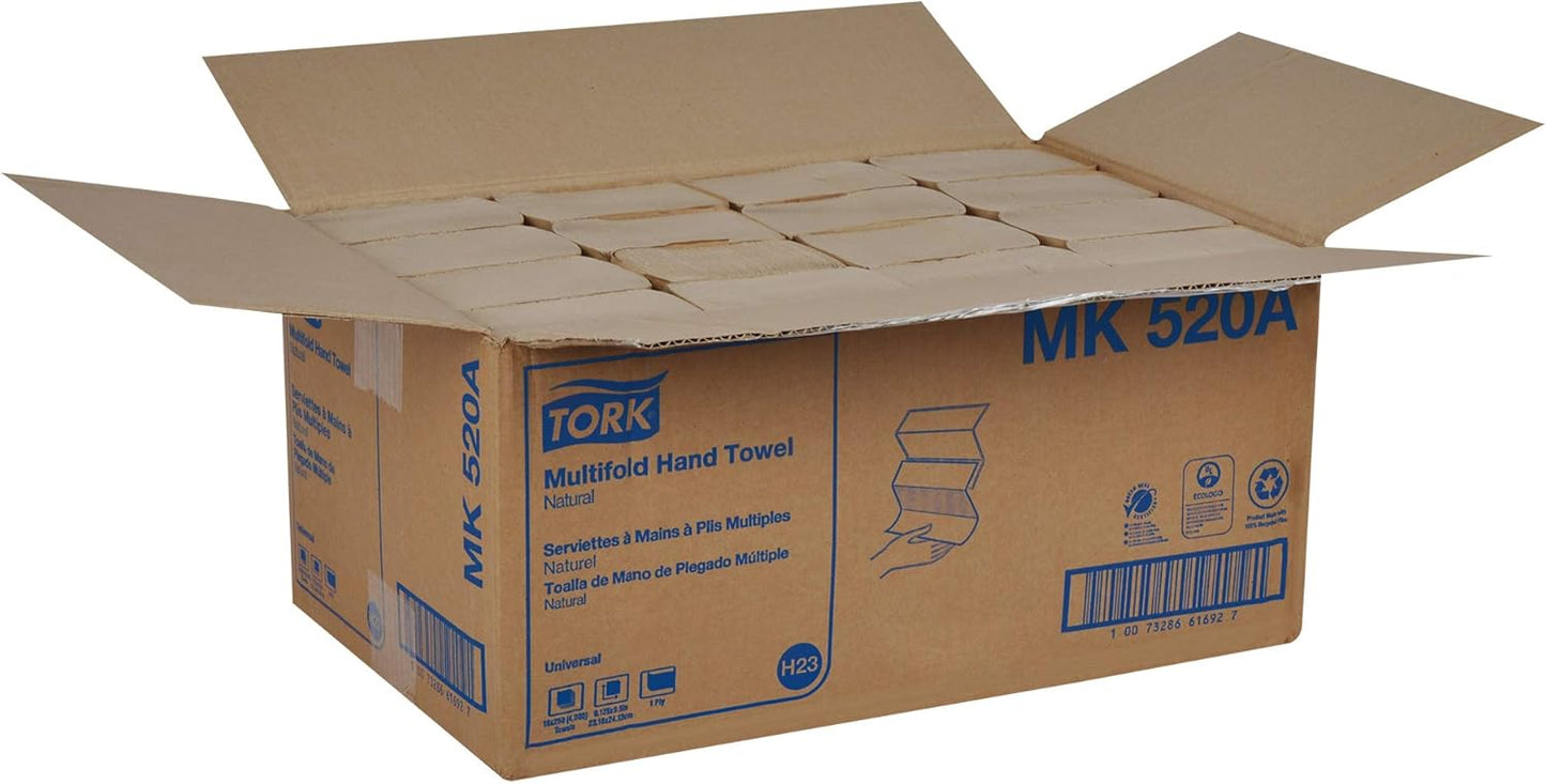Tork Multifold Hand Towels - 100% Recycled, FSC Certified | 16 Packs of 250 Sheets