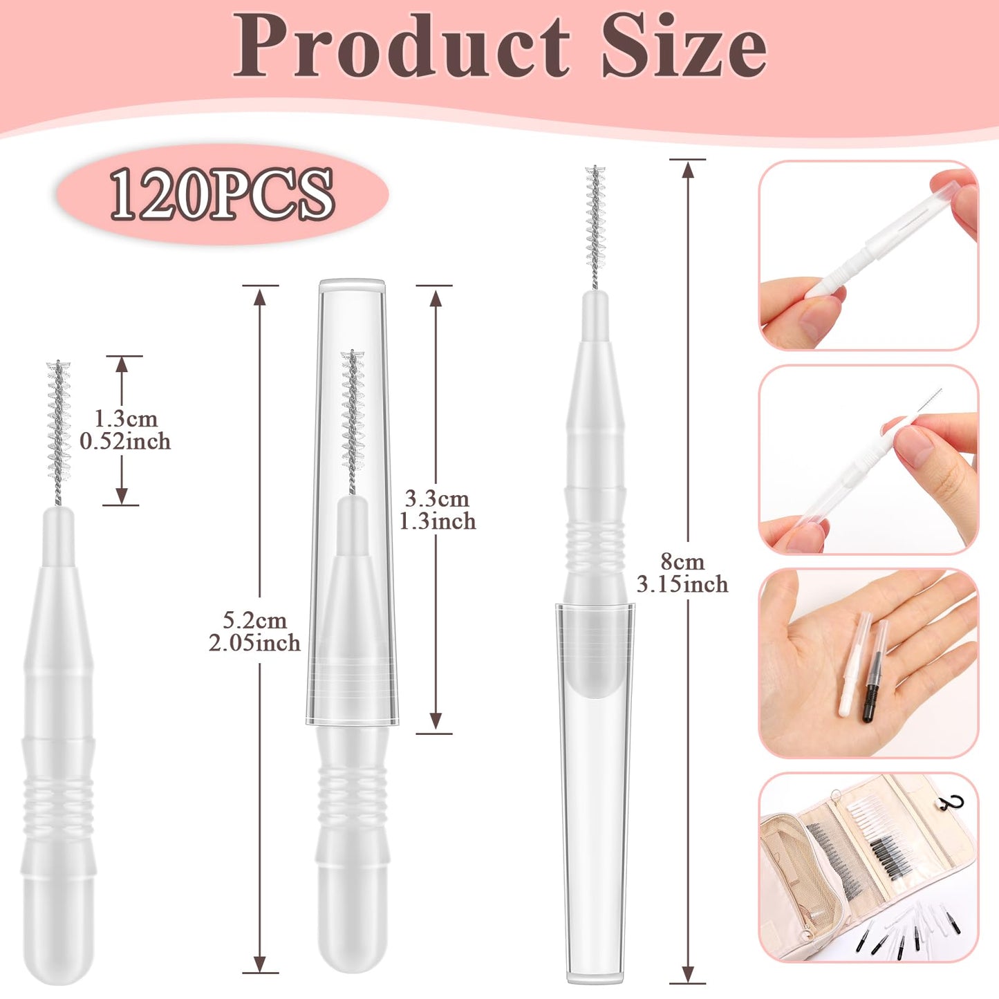 MAPVOLUT 120-Piece Eyebrow Brush Set - Professional Grade Brow Lamination & Eyelash Extension Brushes with Detachable Cap (Black & White) - Perfect for Makeup, Hair Care, and Beauty Touch-Ups