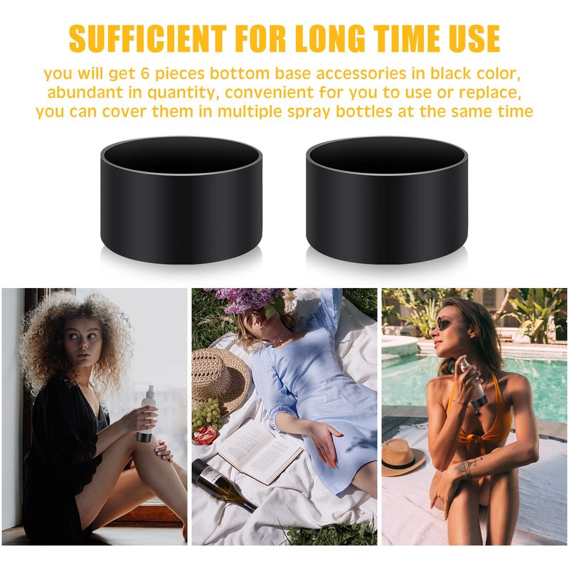 Zubebe 6 Pcs Silicone Bottle Boot Protective Silicone Sleeve Bottom Washable Rubber Base Accessories Non Slip Cosmetic Spray Bottom Cover for 16 oz Spray Bottles, 12 to 24 oz Water Bottles, Black