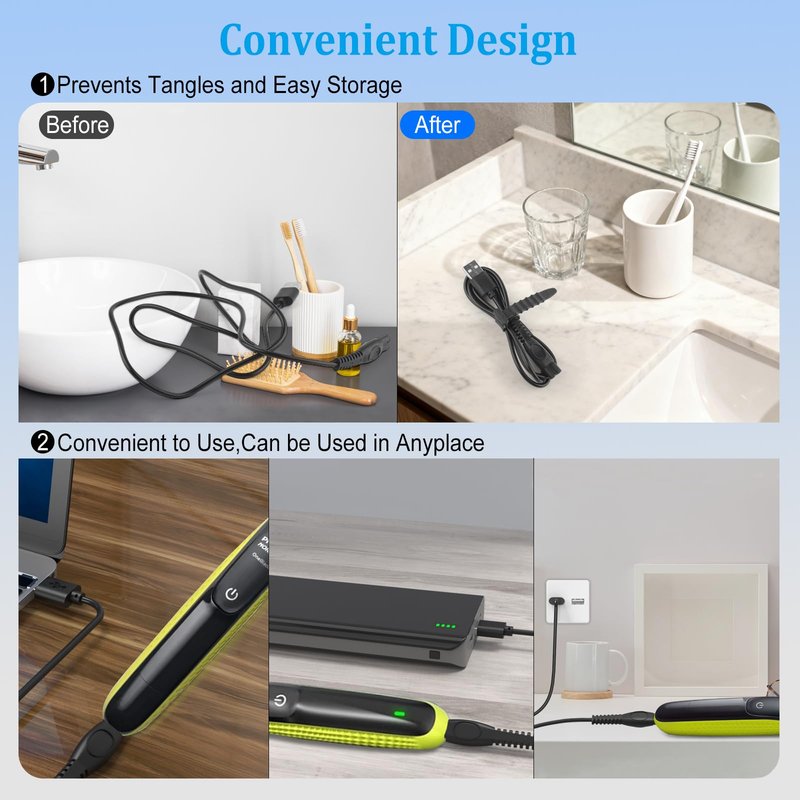 GOLDFOX 5V USB Charger Cord Compatible with Philips Norelco One Blade 360 Shaver QP2724 QP2834 QP4530 MG7910 MG9525 MG9510 MG5910 S7887 QP1924 X5006 Electric Trimmer Shaver Replacement Charging Cable